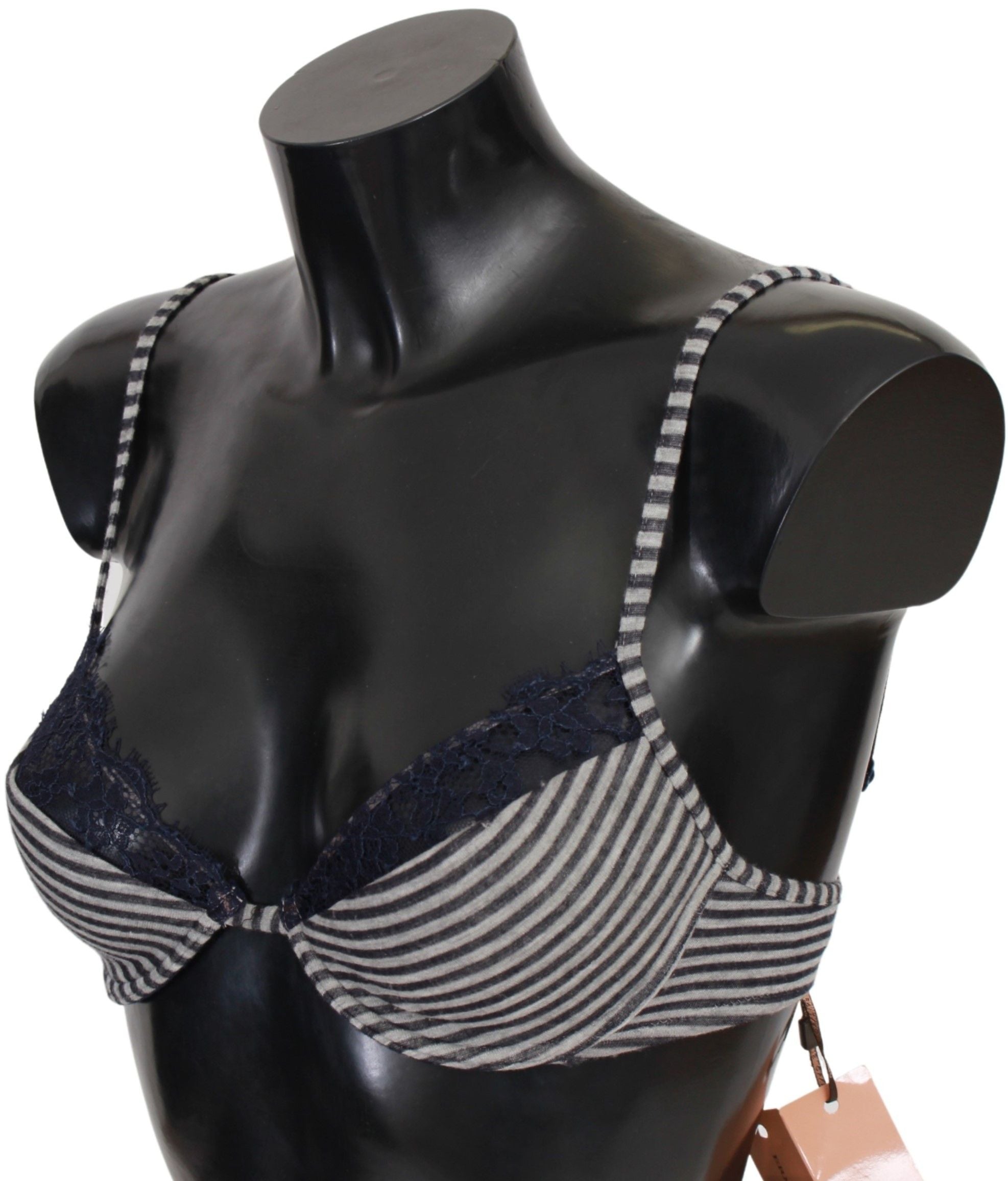Blue Stripes Lace Reggiseno Bra Underwear