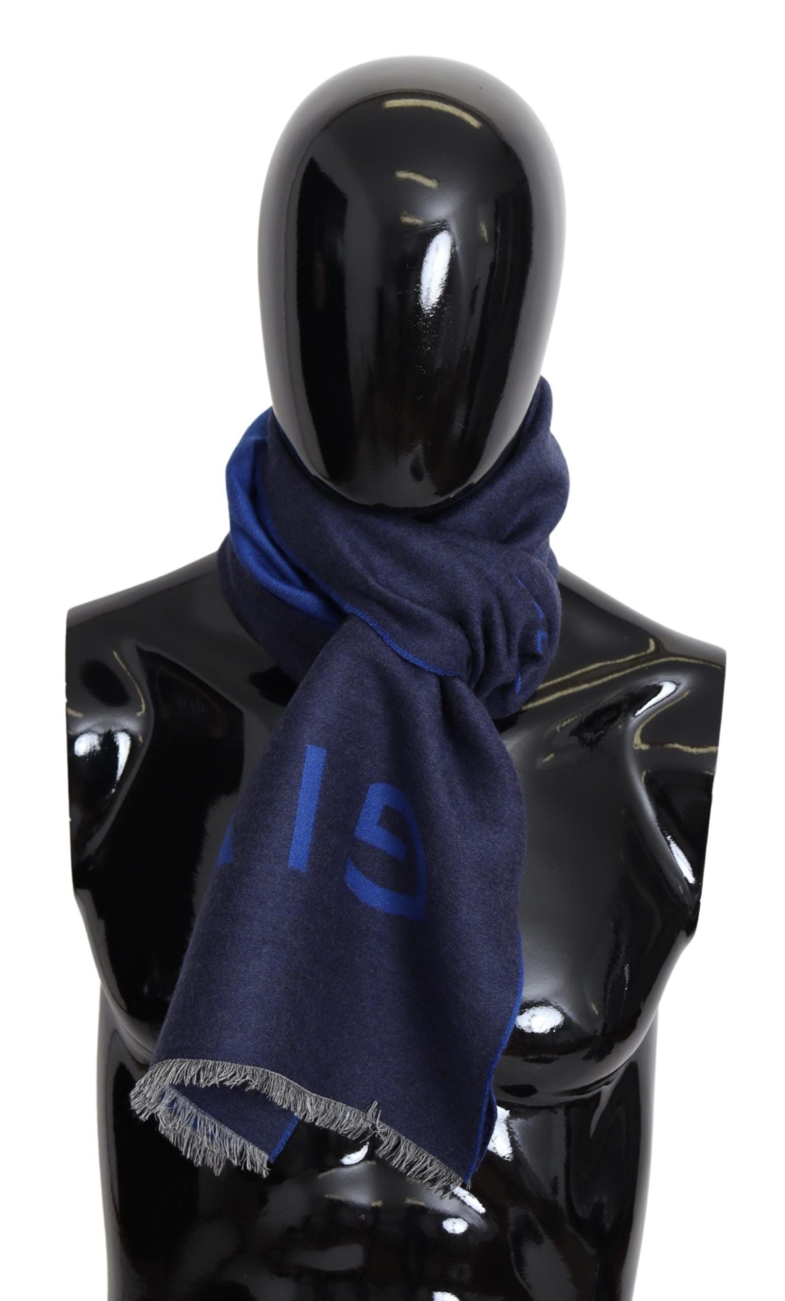 Blue Wool Unisex Winter Warm Scarf Wrap Shawl