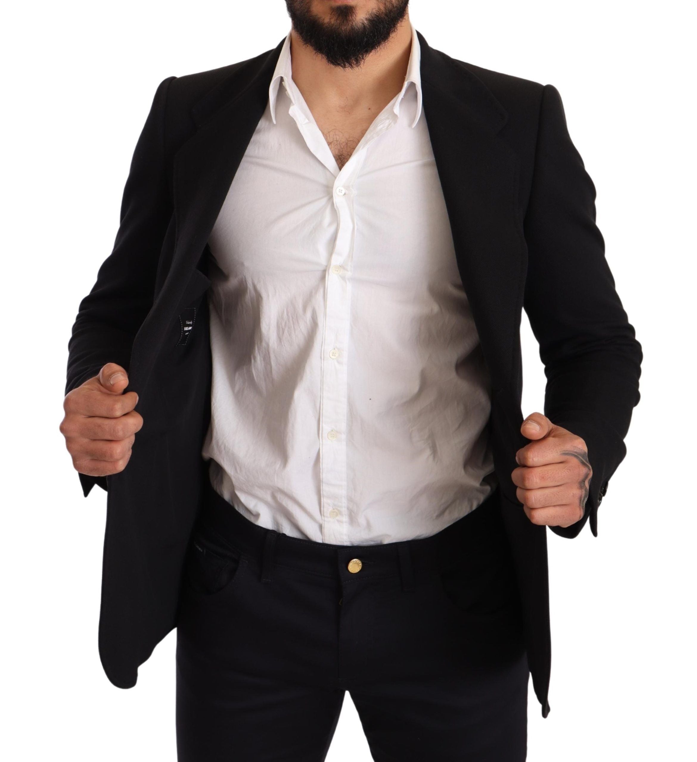 Black Cotton Slim Fit Coat Jacket Blazer