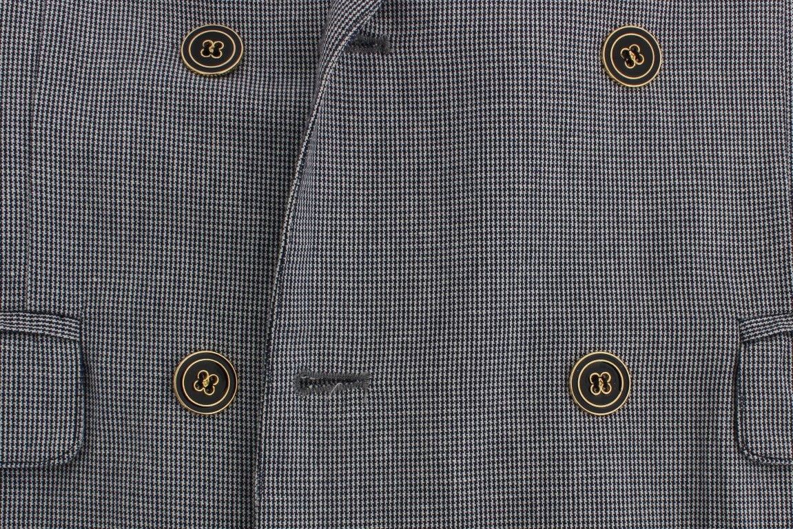 Blue Double Breasted Regular Fit Blazer