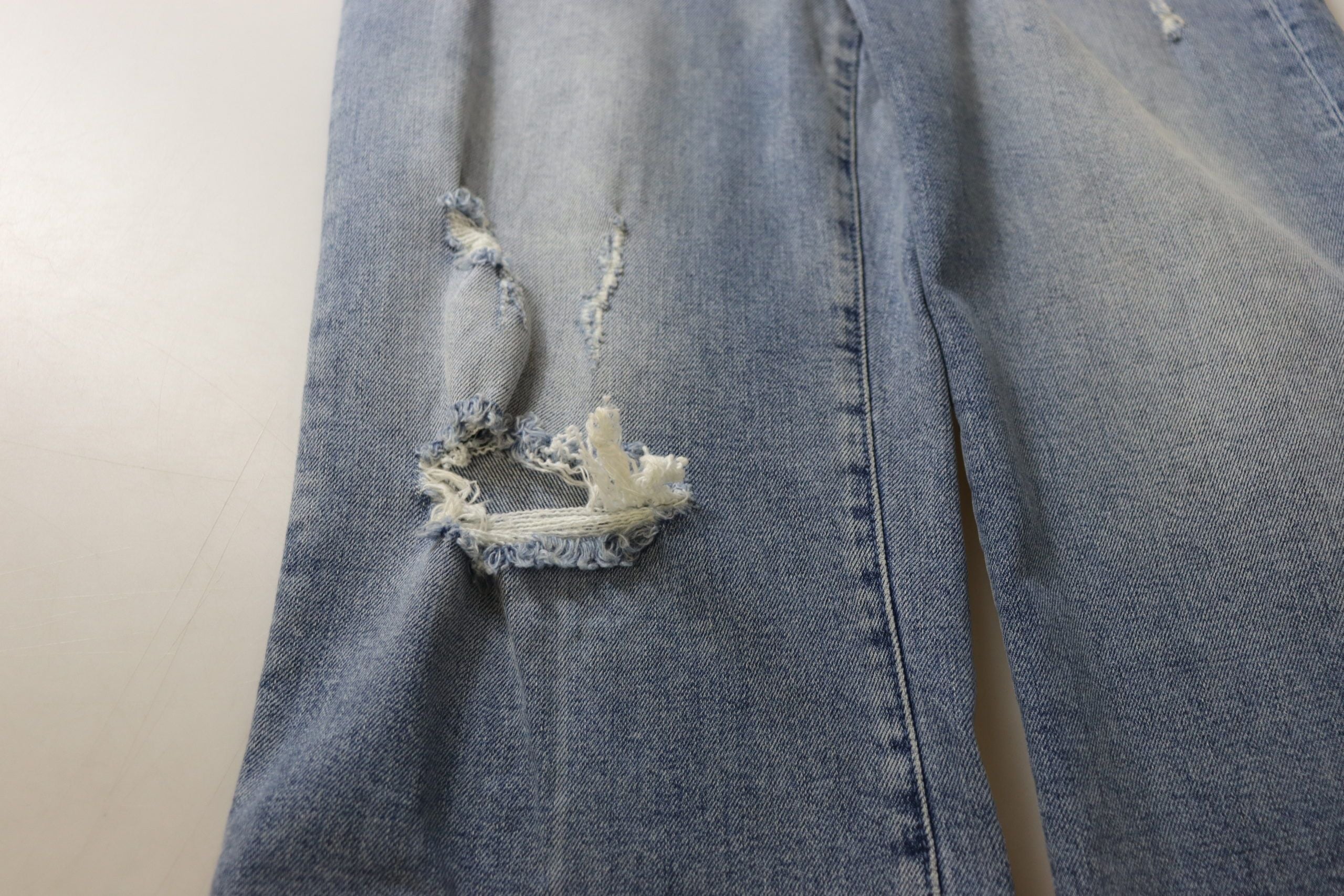 Blue Washed High Waist Cropped Denim Jeans