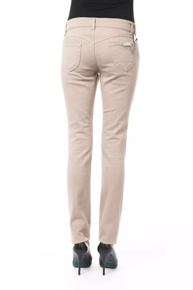 Beige Cotton Women Pants