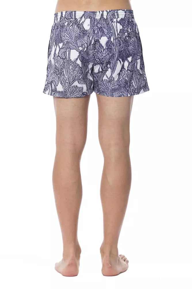 Light Blue Polyester Men's Swim Trunk