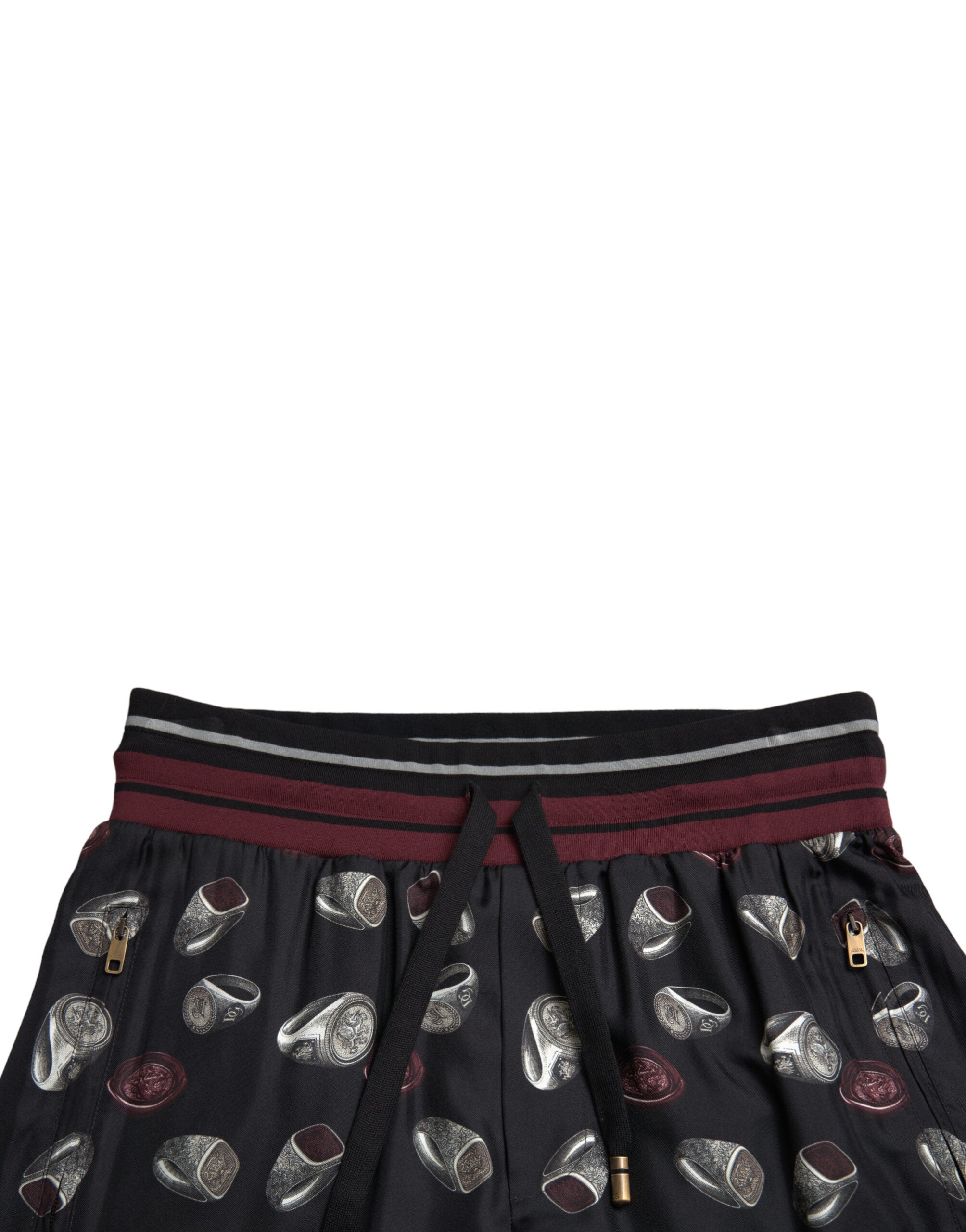 Black Ring Silk Jogging Trousers Pants
