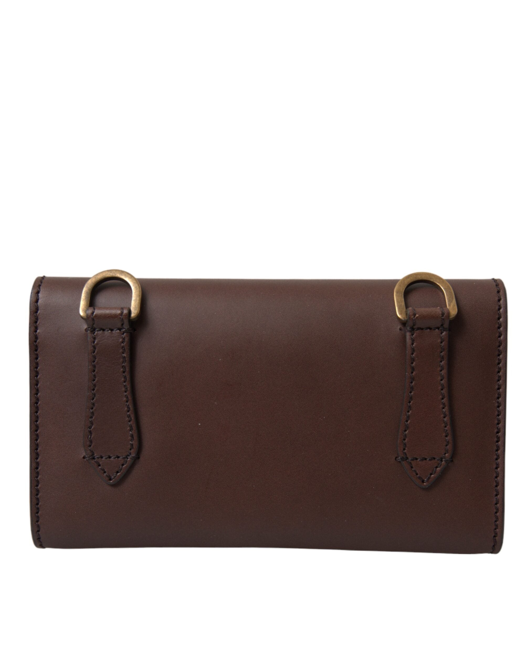 Brown Leather Logo Embossed Men Mini Shoulder Bag