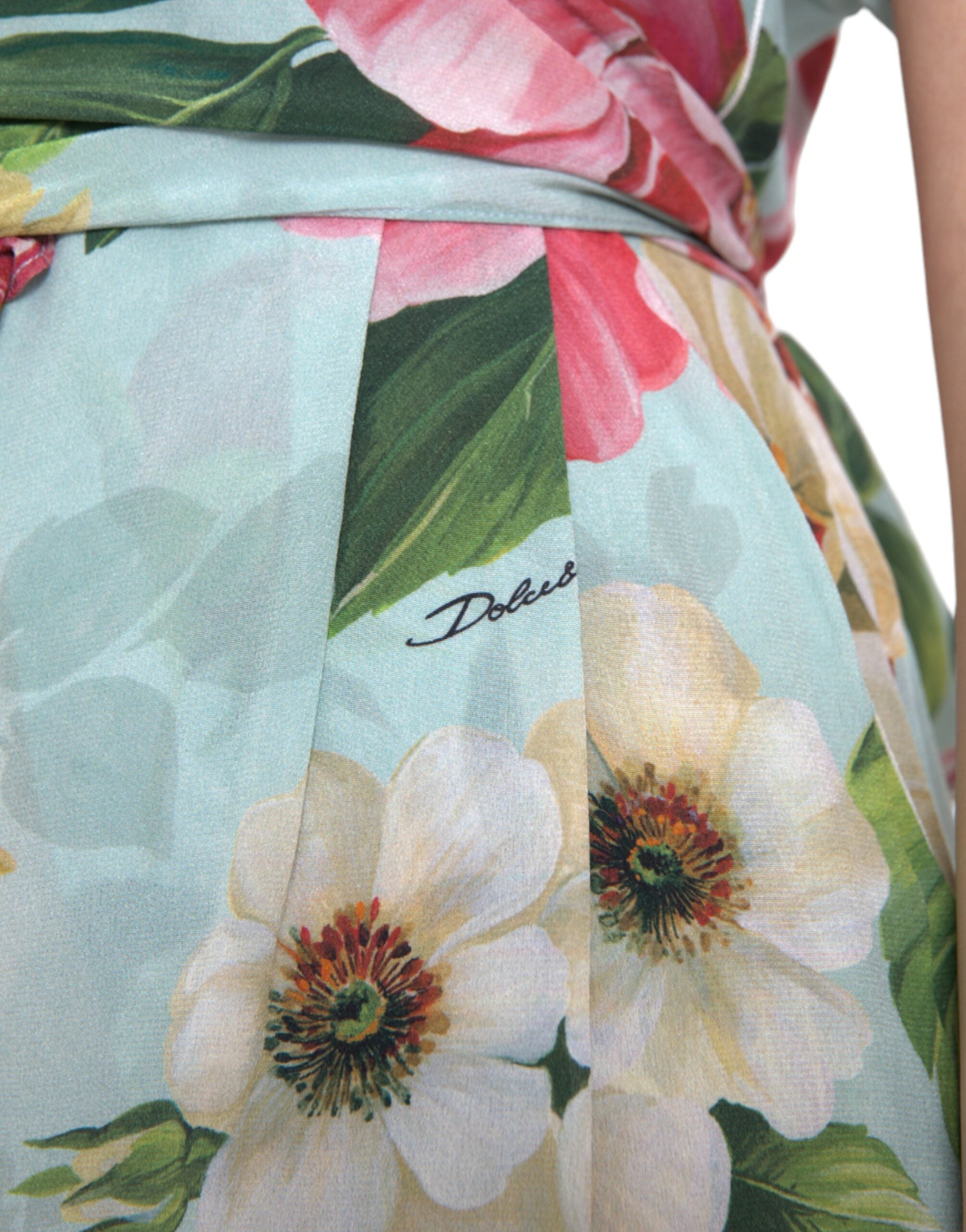 Blue Floral Wide Leg Wrap Jumpsuit Dress