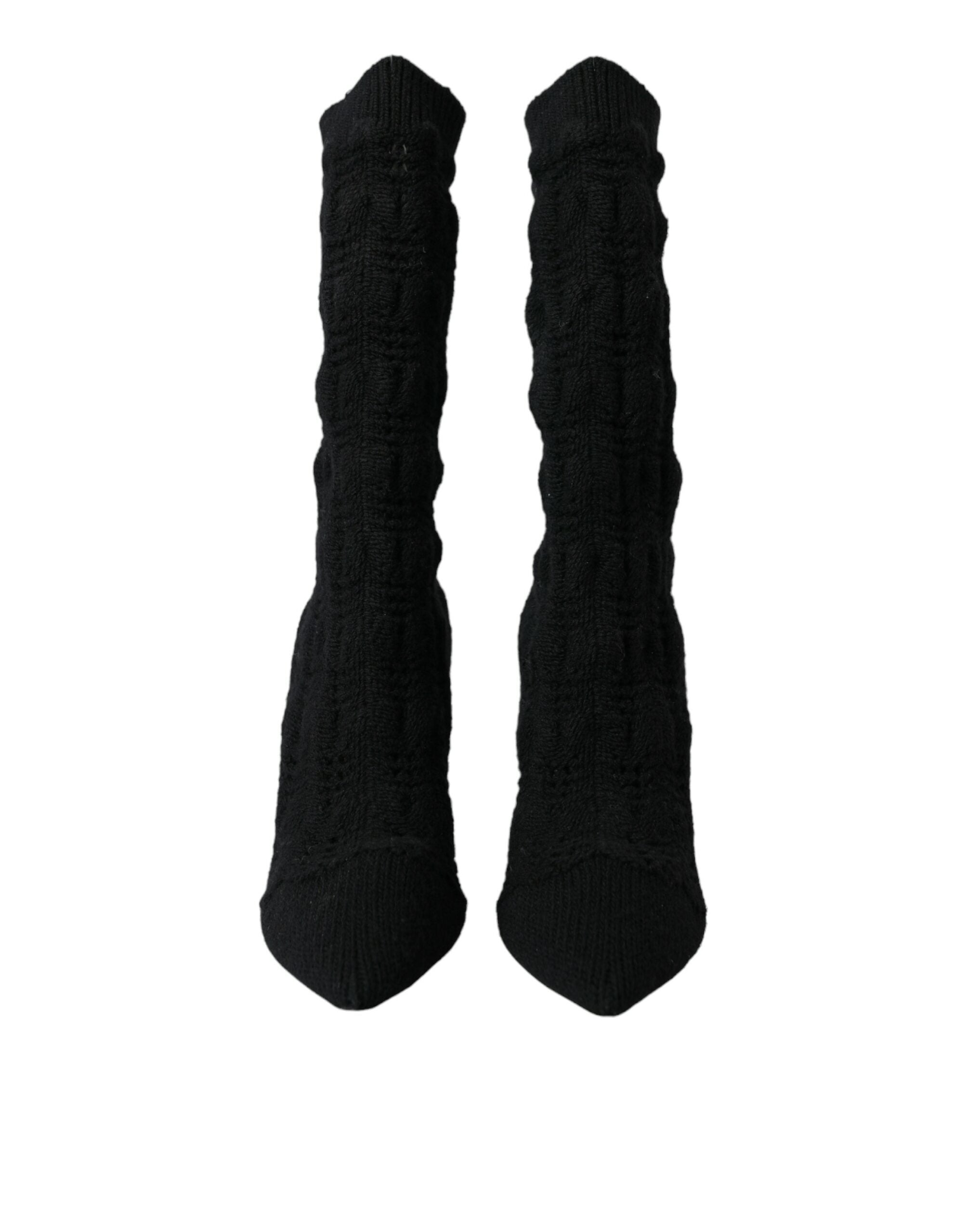 Black Stiletto Heels Mid Calf Boots Shoes