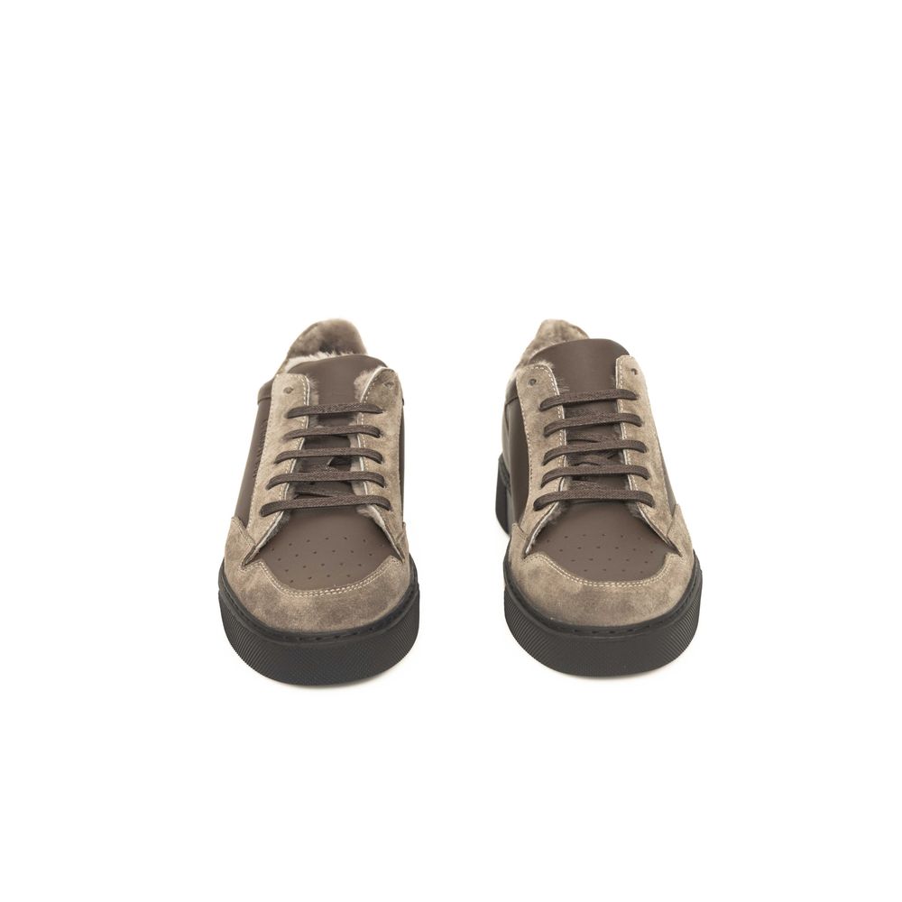 Beige Cowhide Men Sneaker