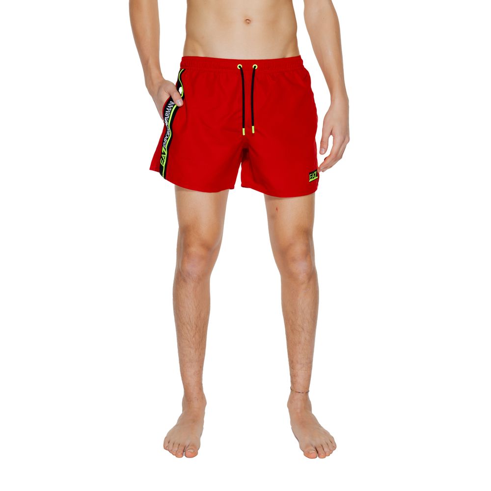 Red Polyester Swim Short