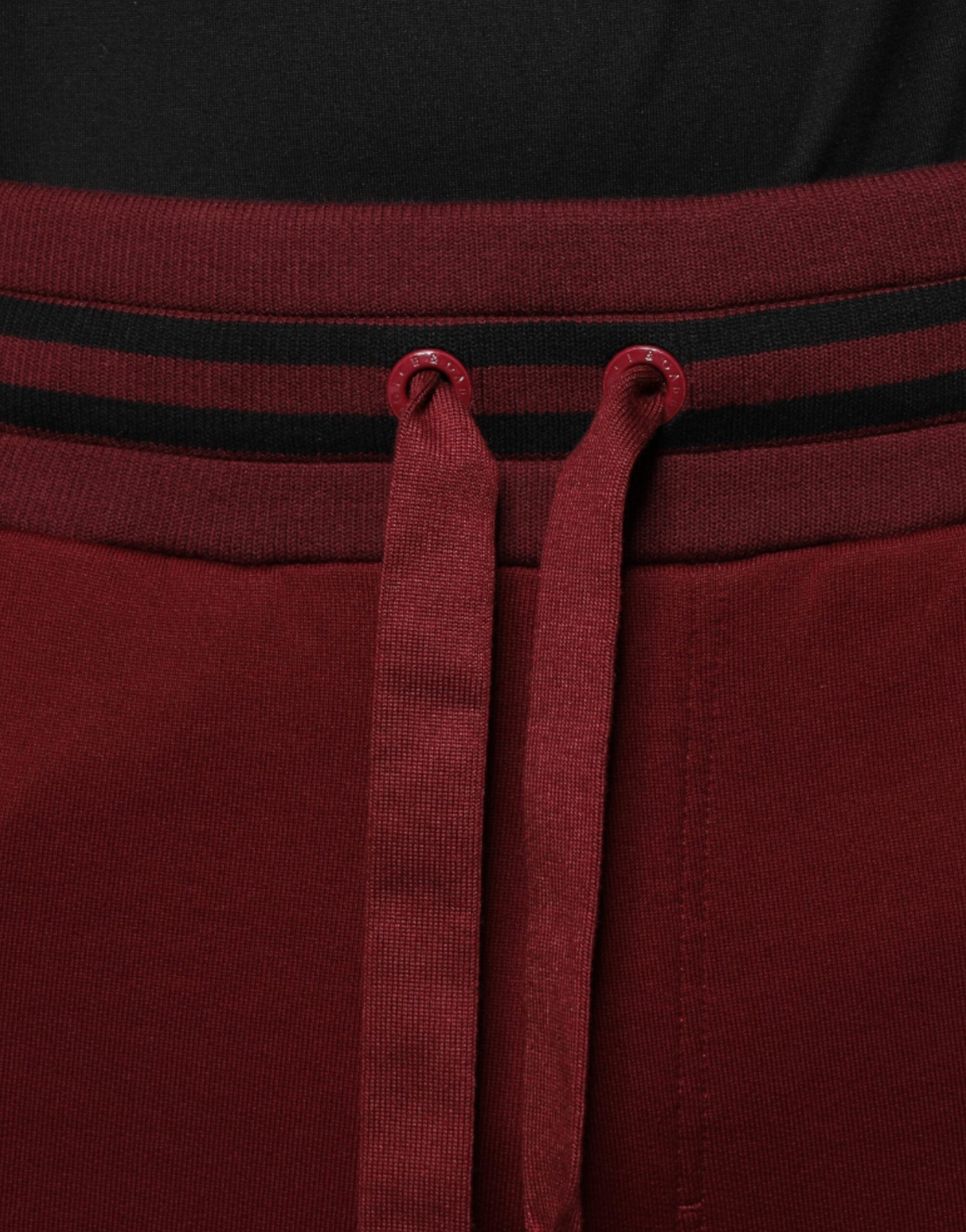 Dark Red Cotton Men Jogger Sweatpants Pants