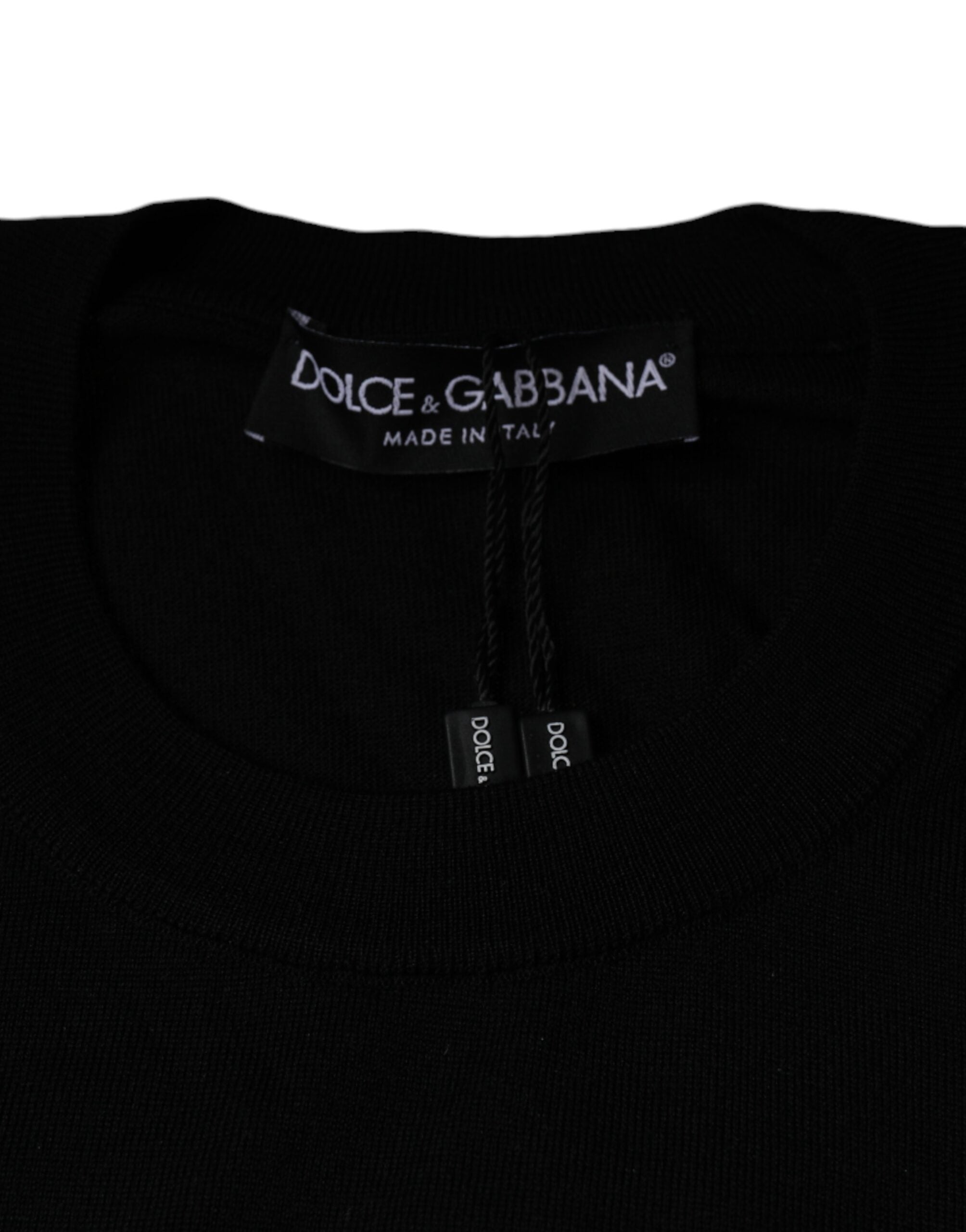 Black Crown Heart Crew Neck Pullover Sweater