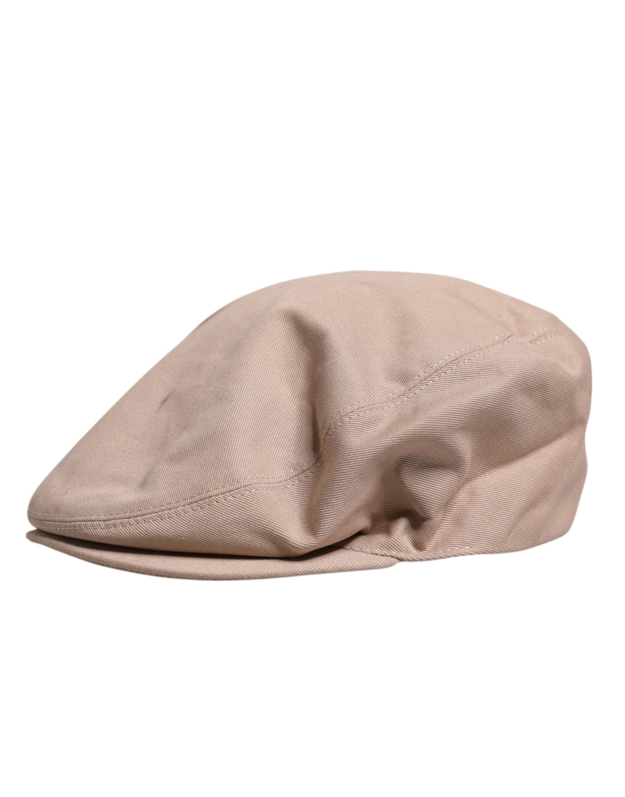 Beige Cotton Newsboy Capello Cabbie Hat