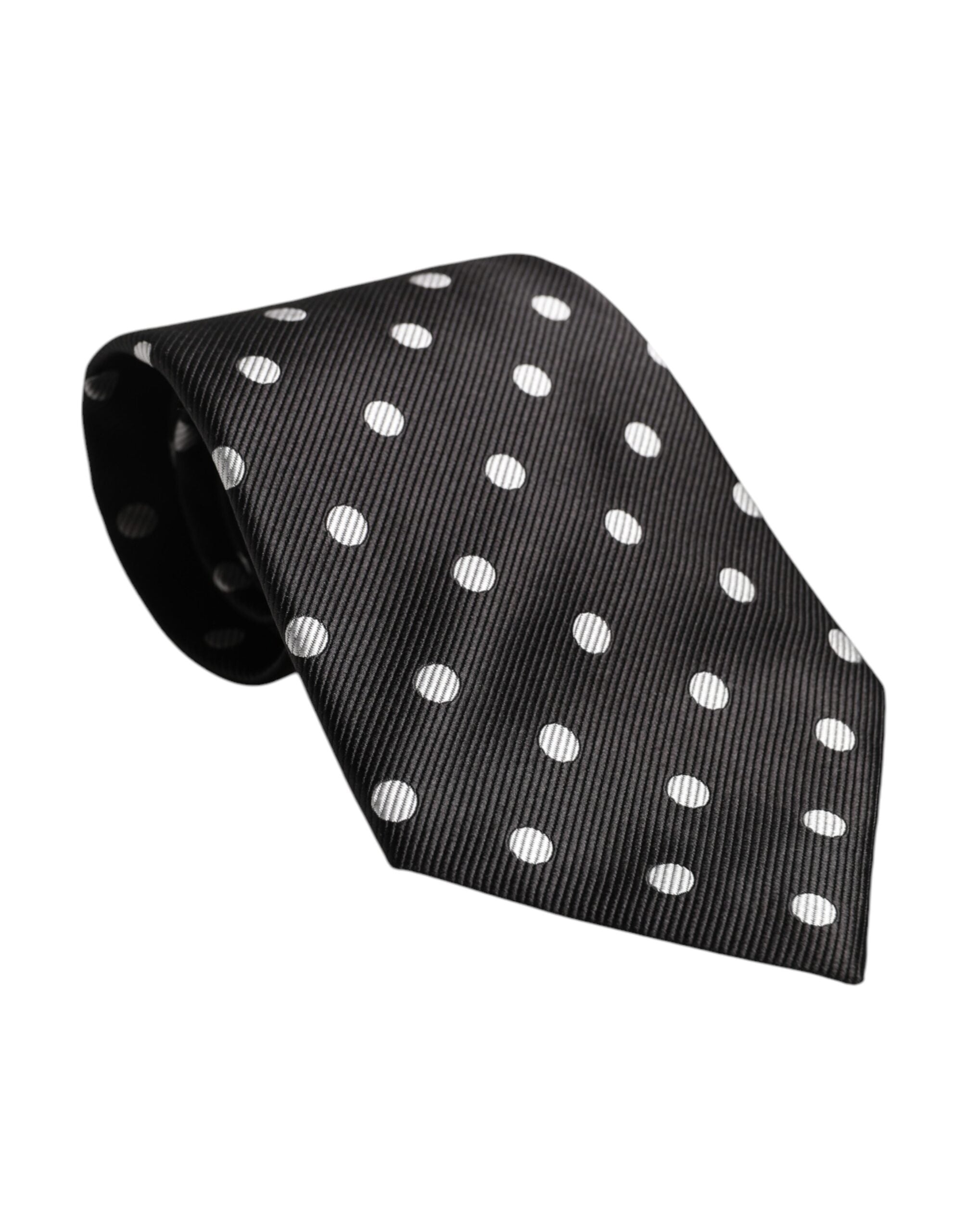 Black Polka Dots Silk Adjustable Necktie Tie
