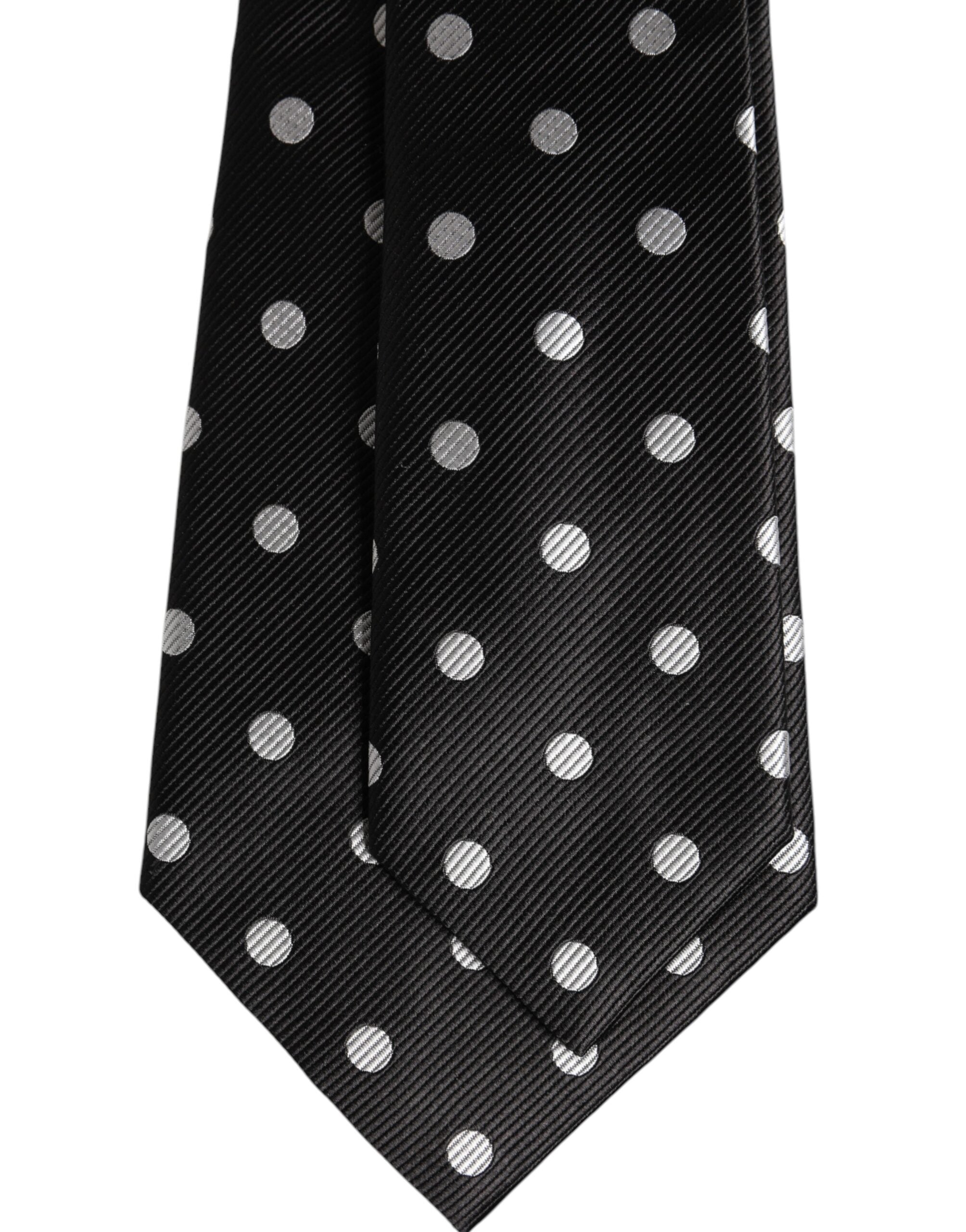 Black Polka Dots Silk Adjustable Necktie Tie
