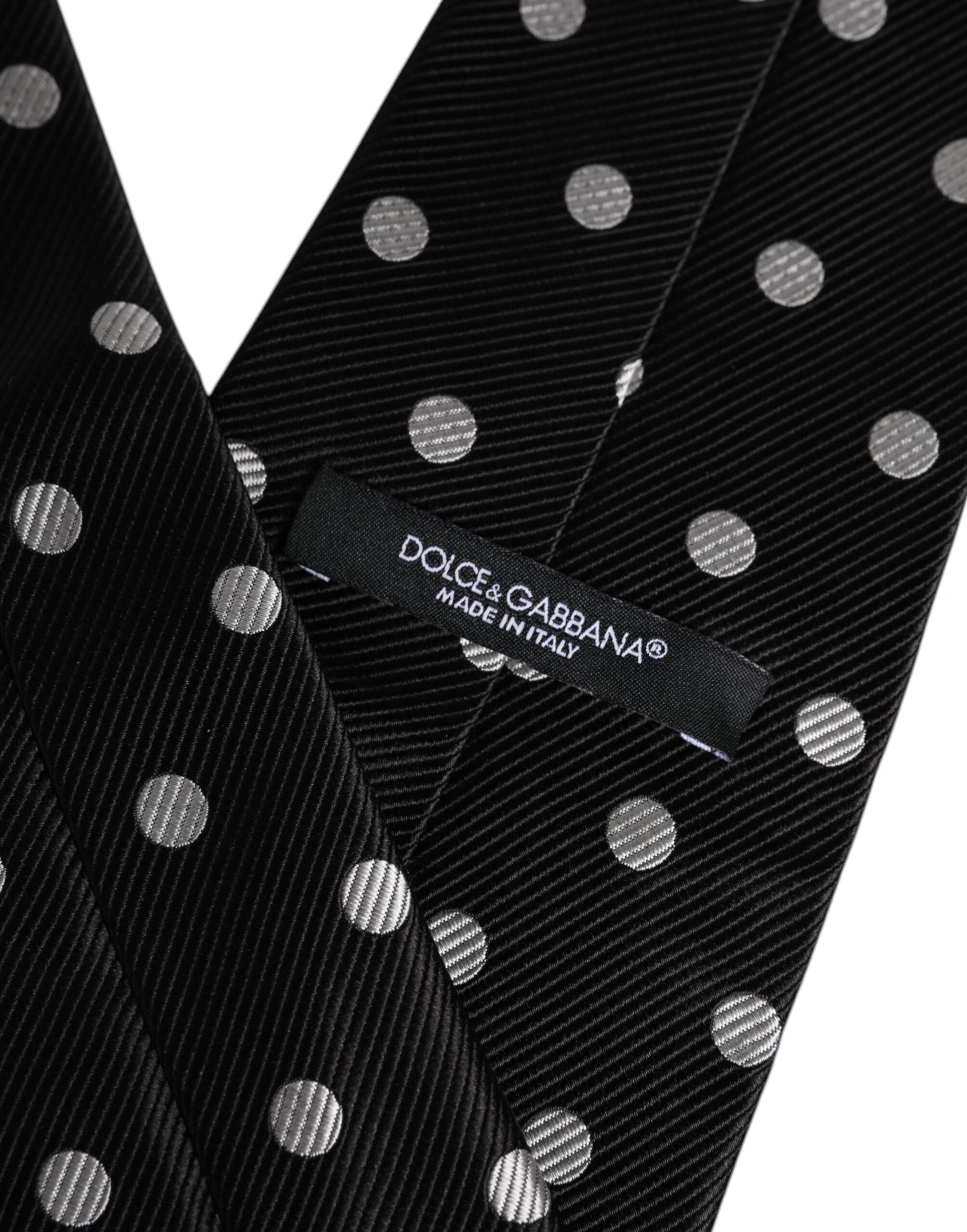 Black Polka Dots Silk Adjustable Necktie Tie