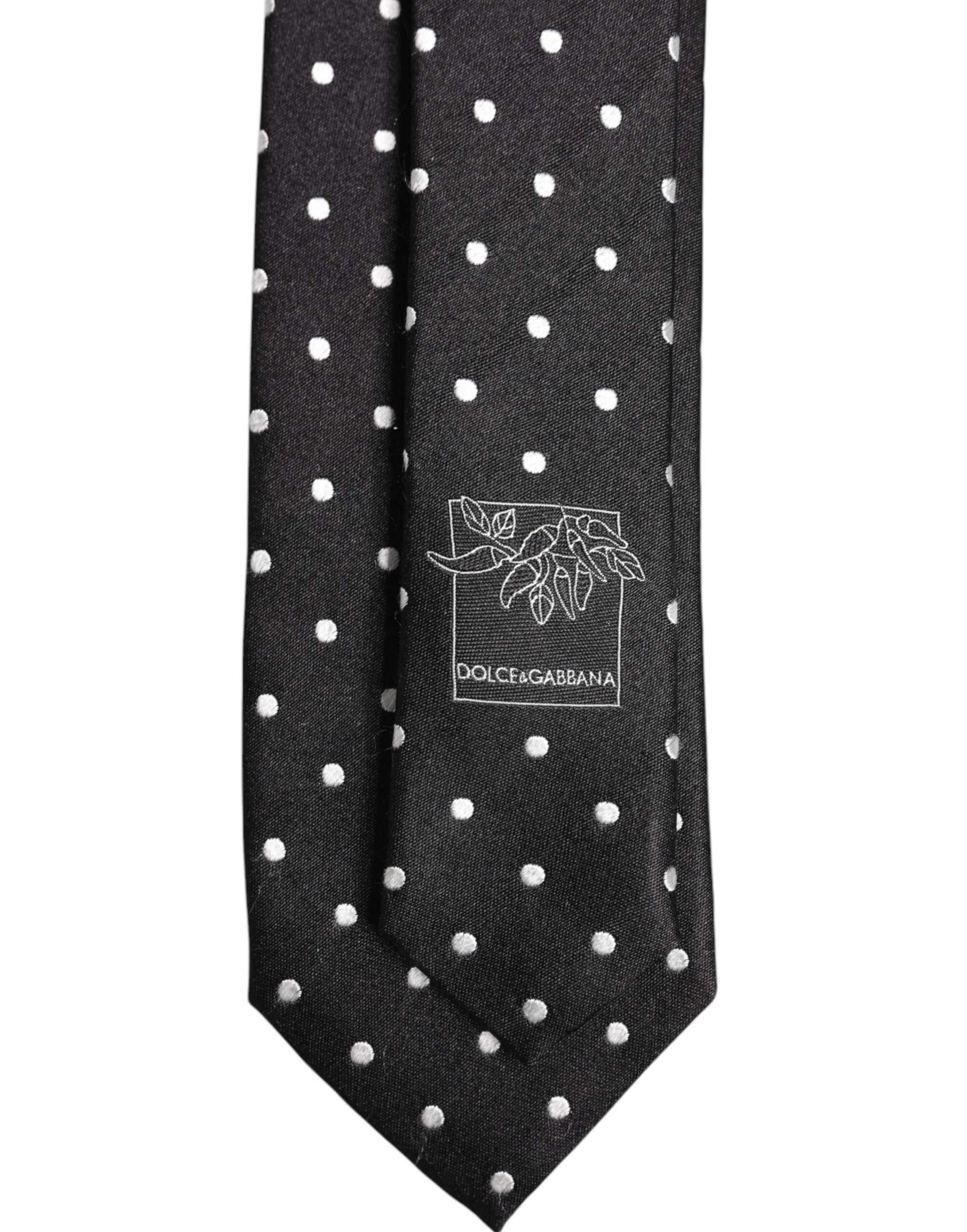 Black Polka Dots Silk Adjustable Necktie Tie