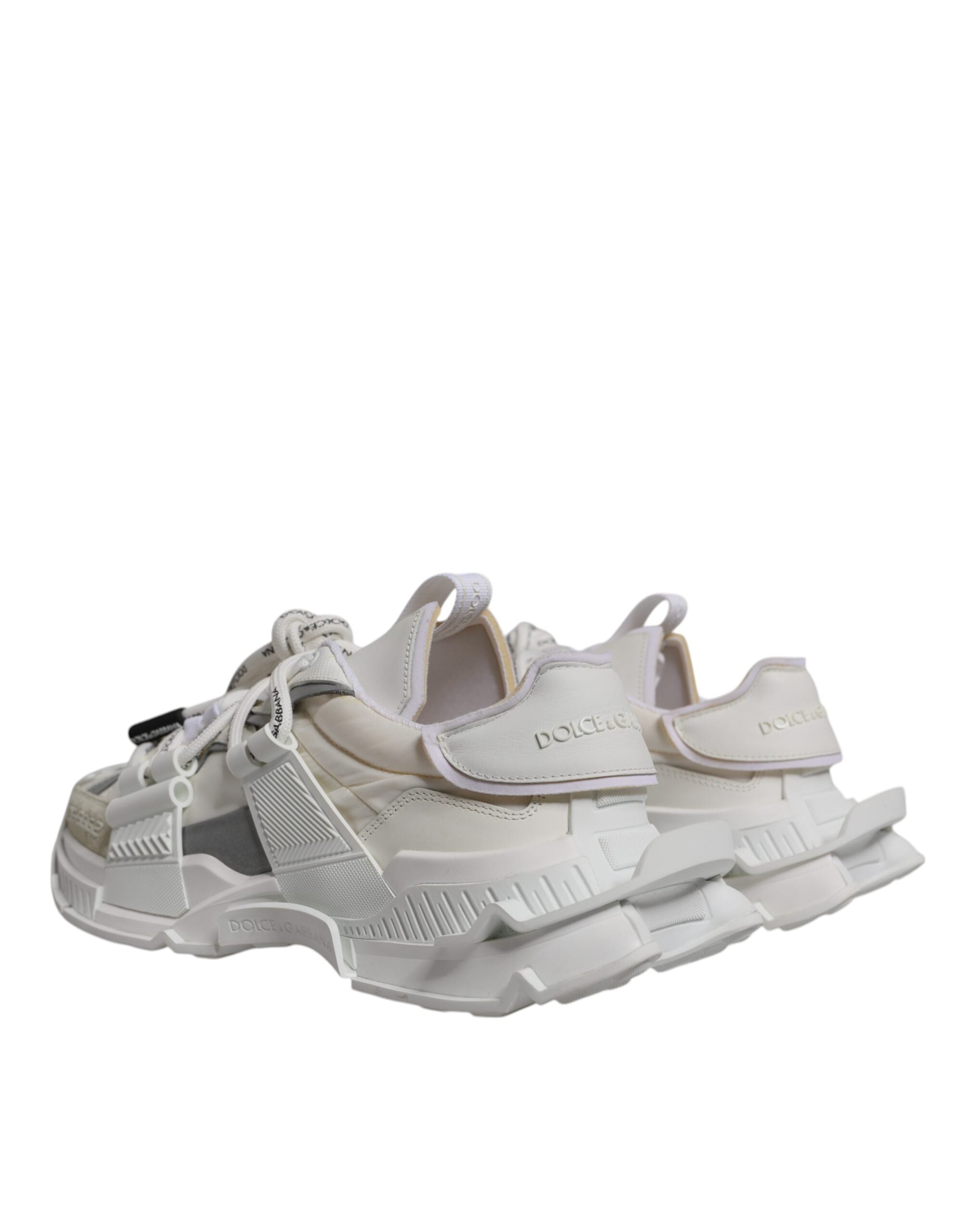 White Nylon Low Top Space Sneakers Shoes