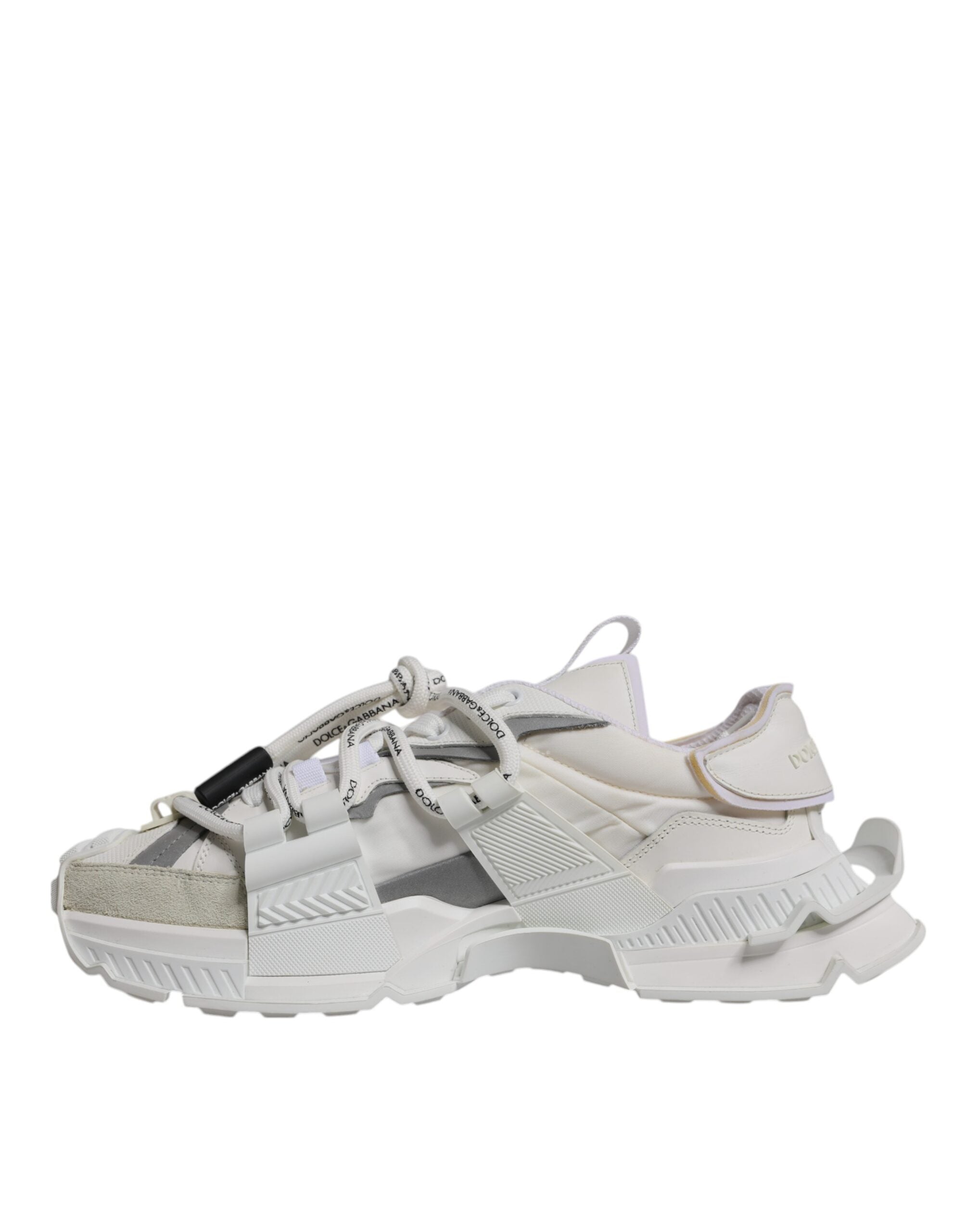 White Nylon Low Top Space Sneakers Shoes