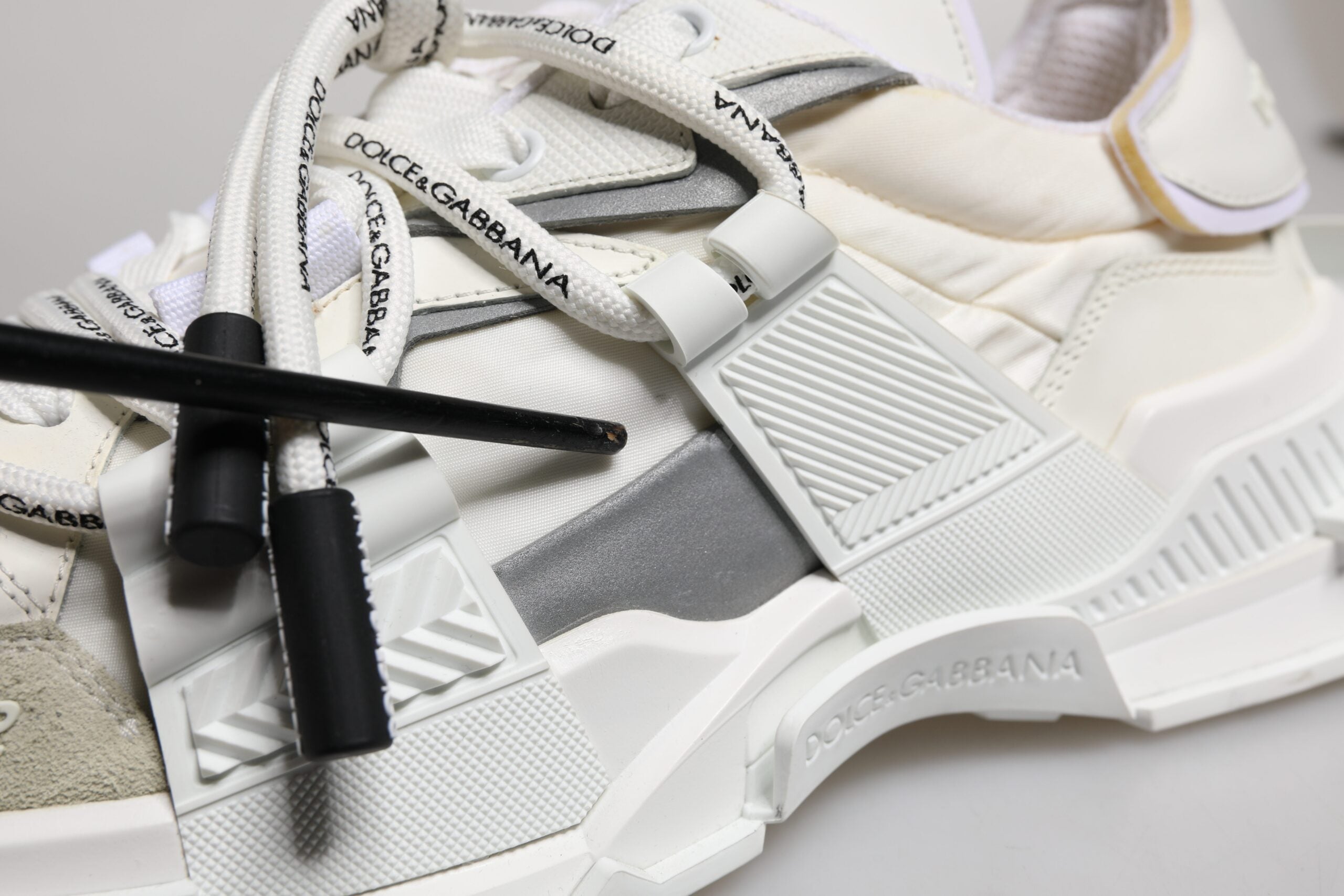 White Nylon Low Top Space Sneakers Shoes
