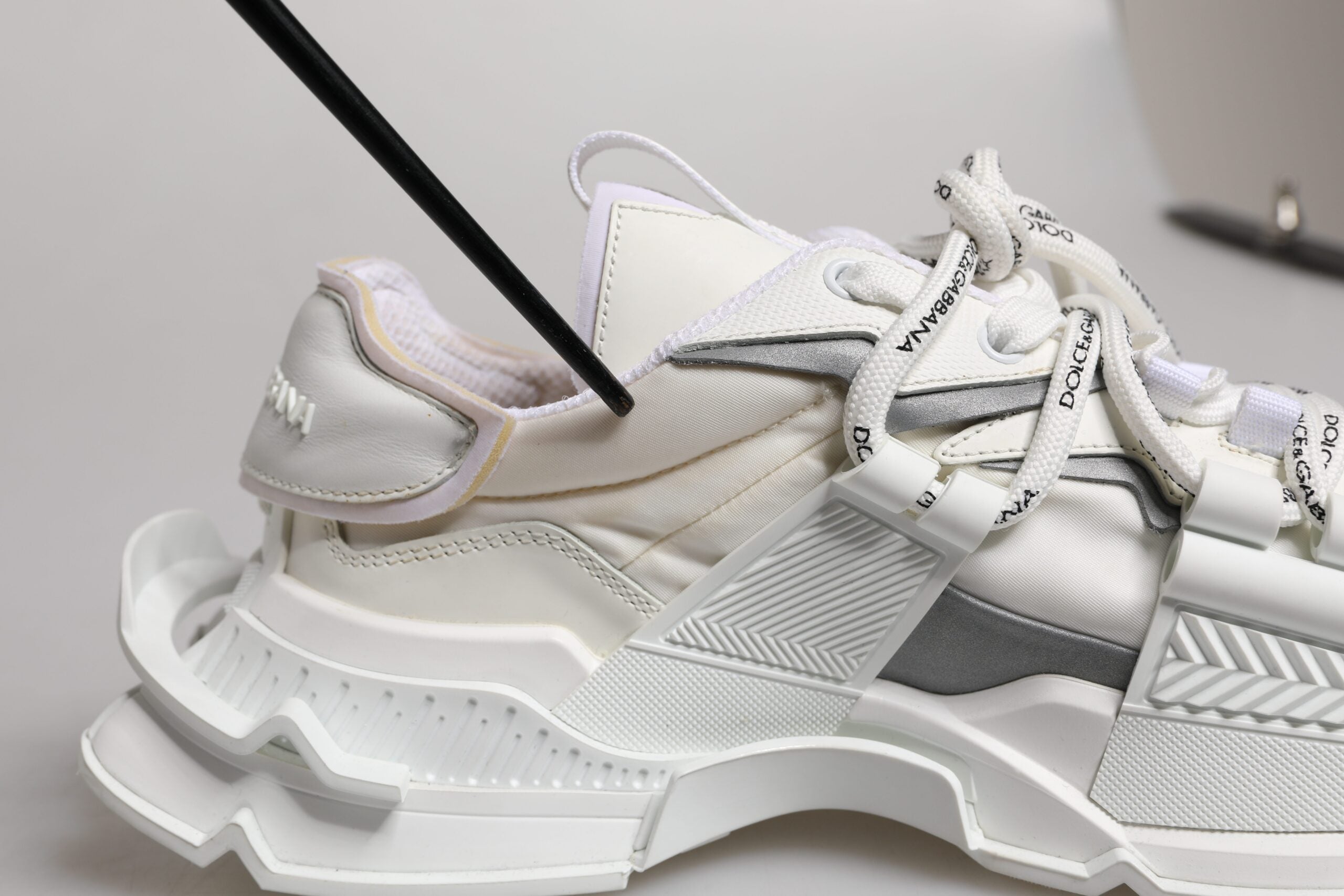 White Nylon Low Top Space Sneakers Shoes