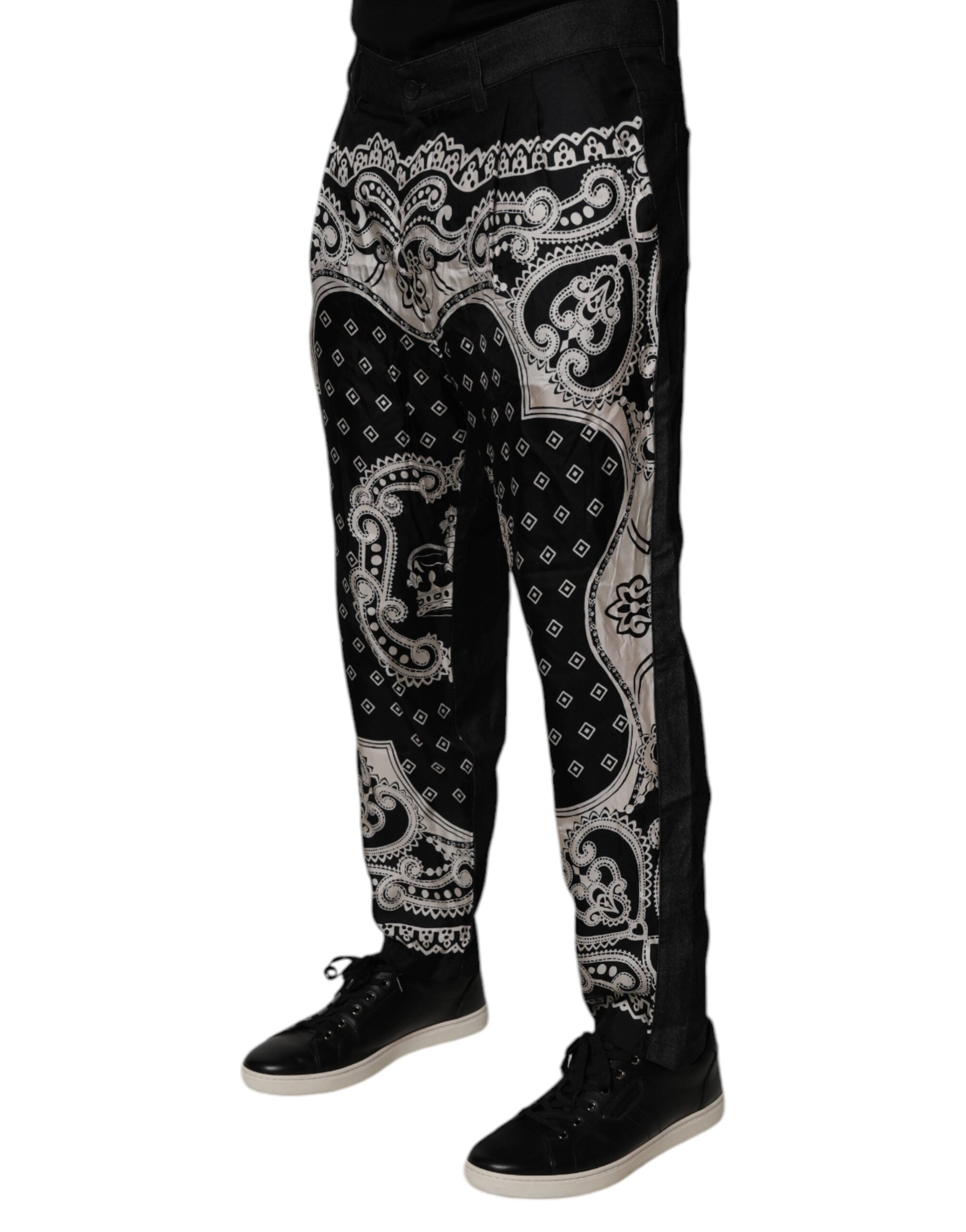 Black Bandana Cotton Skinny Denim Jeans