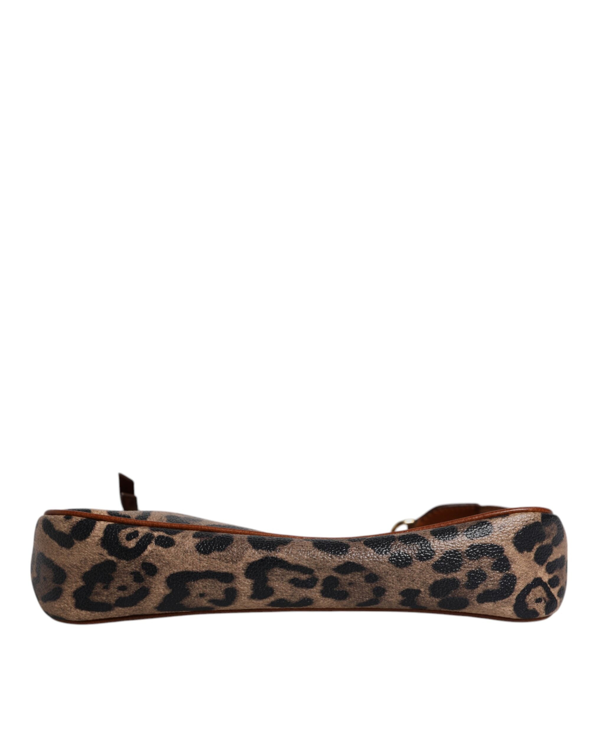 Brown Leopard Leather Shoulder Chain Strap Bag