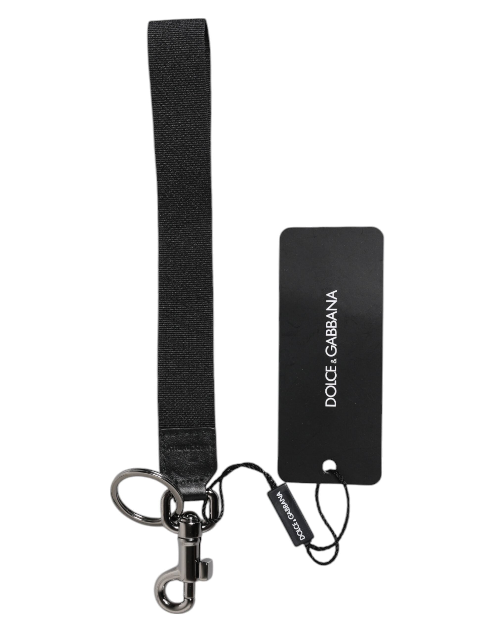 Black Logo Nylon Silver Brass Men Holder Keychain Keyring