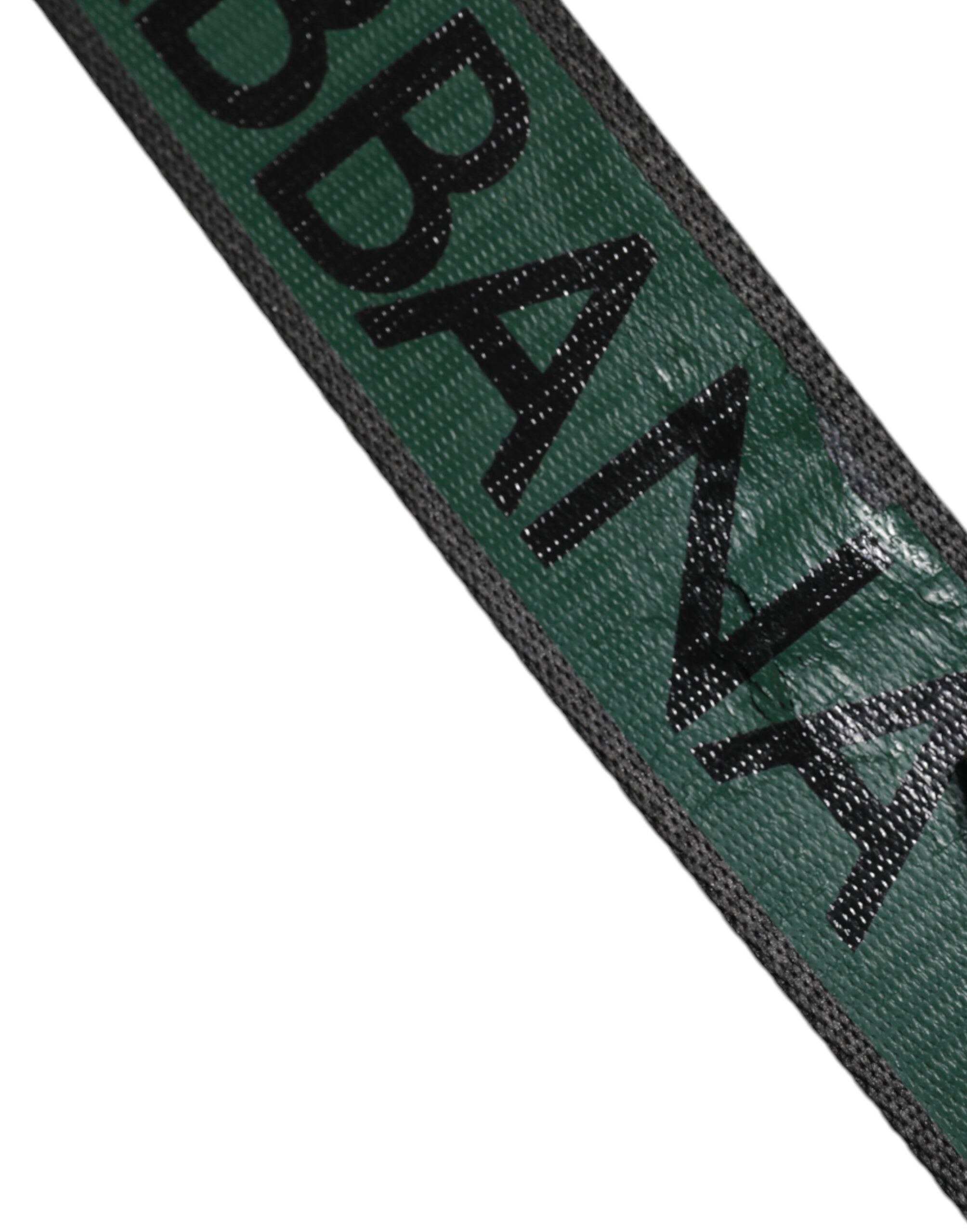 Green Black Classic Metal Logo Buckle Belt