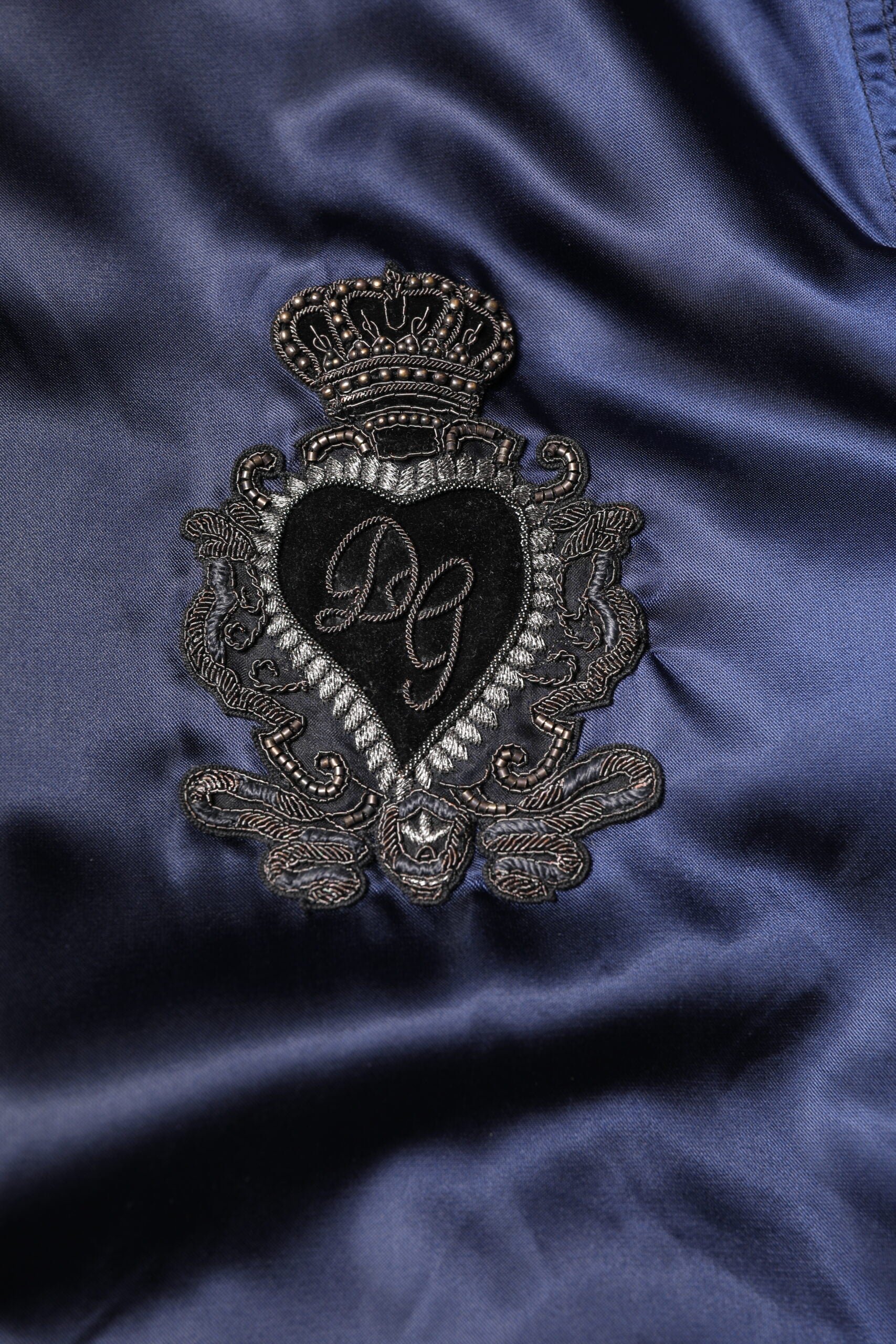 Blue Nylon DG Crown Full Zip Bomber Jacket