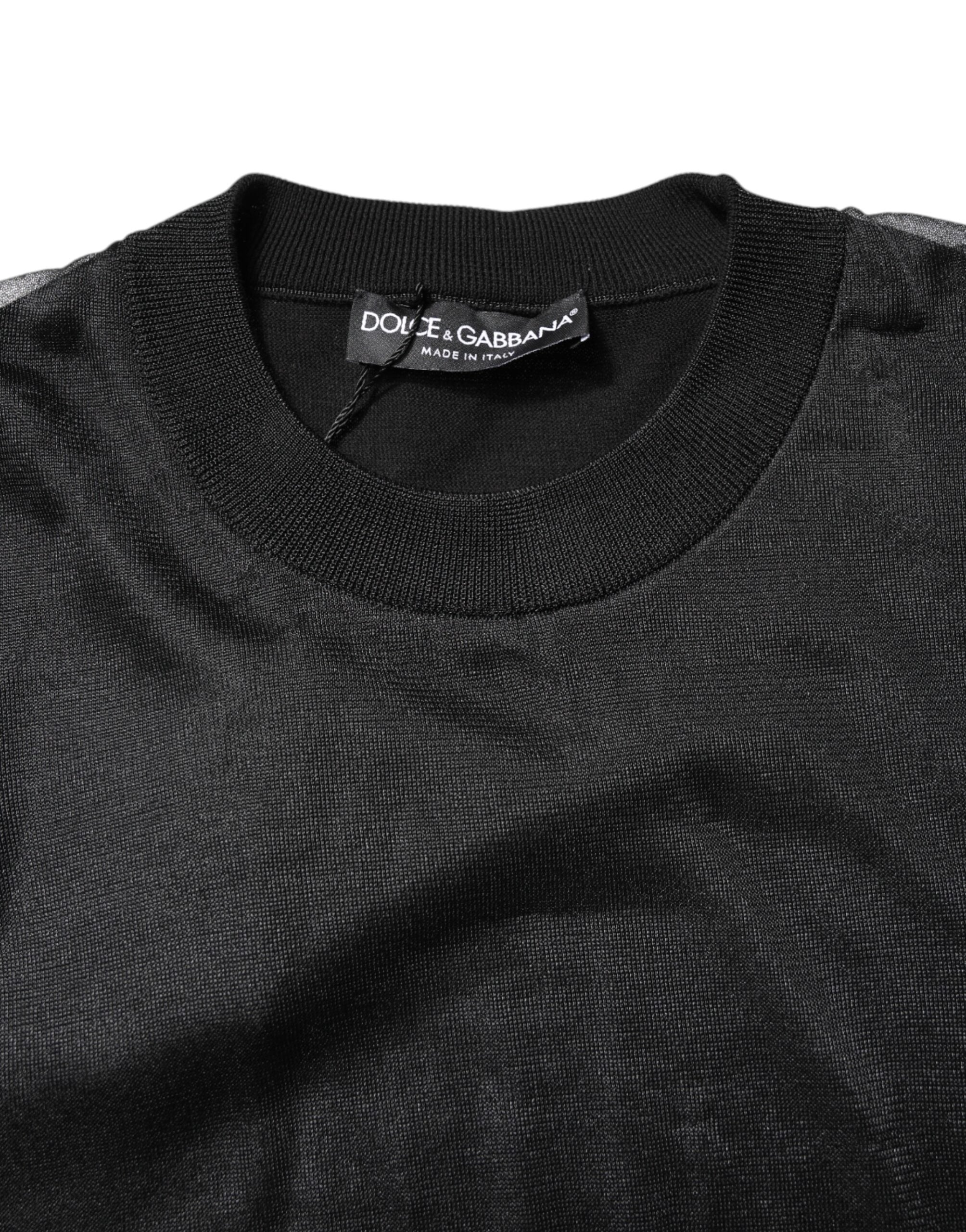 Black Logo Knitted Crewneck Pullover Sweater