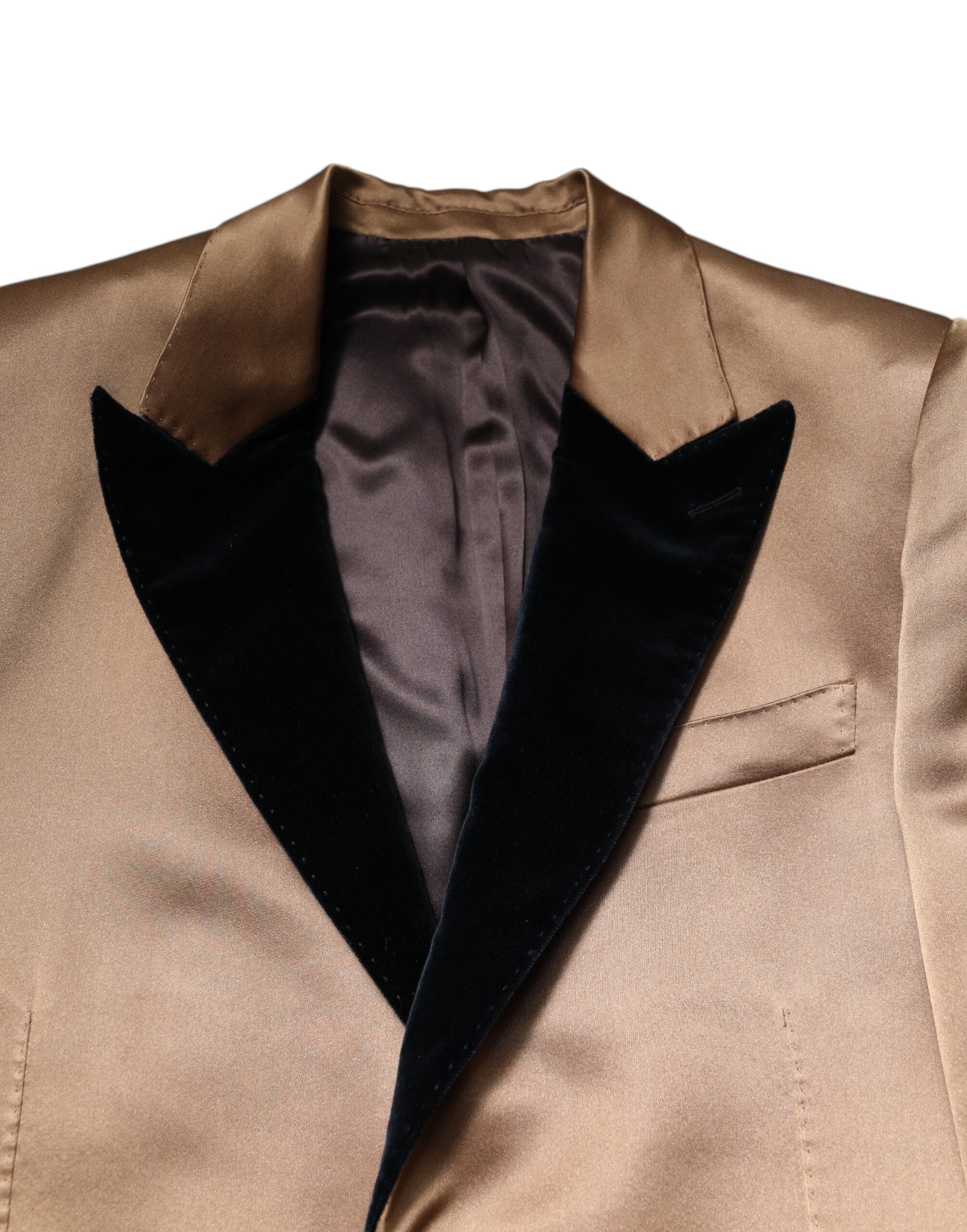 Brown Silk Single Breasted Trench Coat Jacket