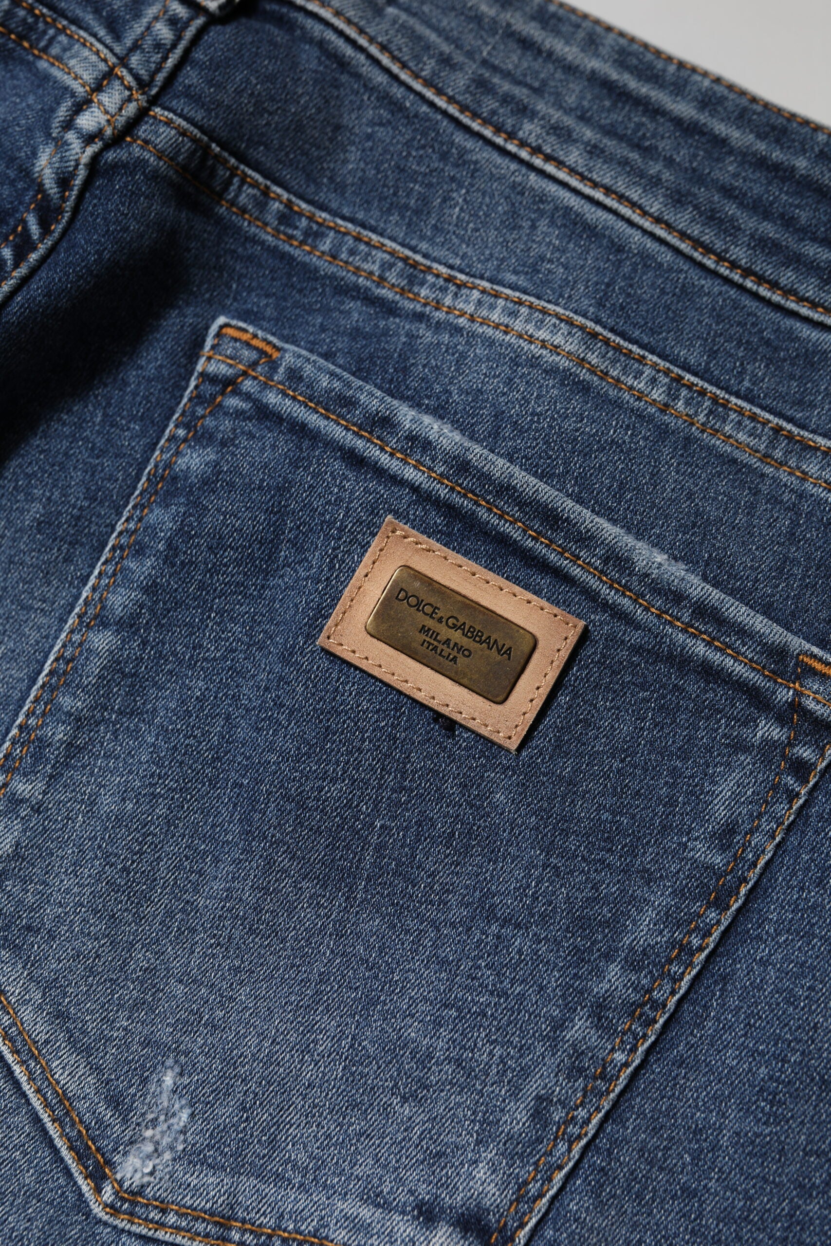Blue Washed Cotton Low Waist Denim Jeans