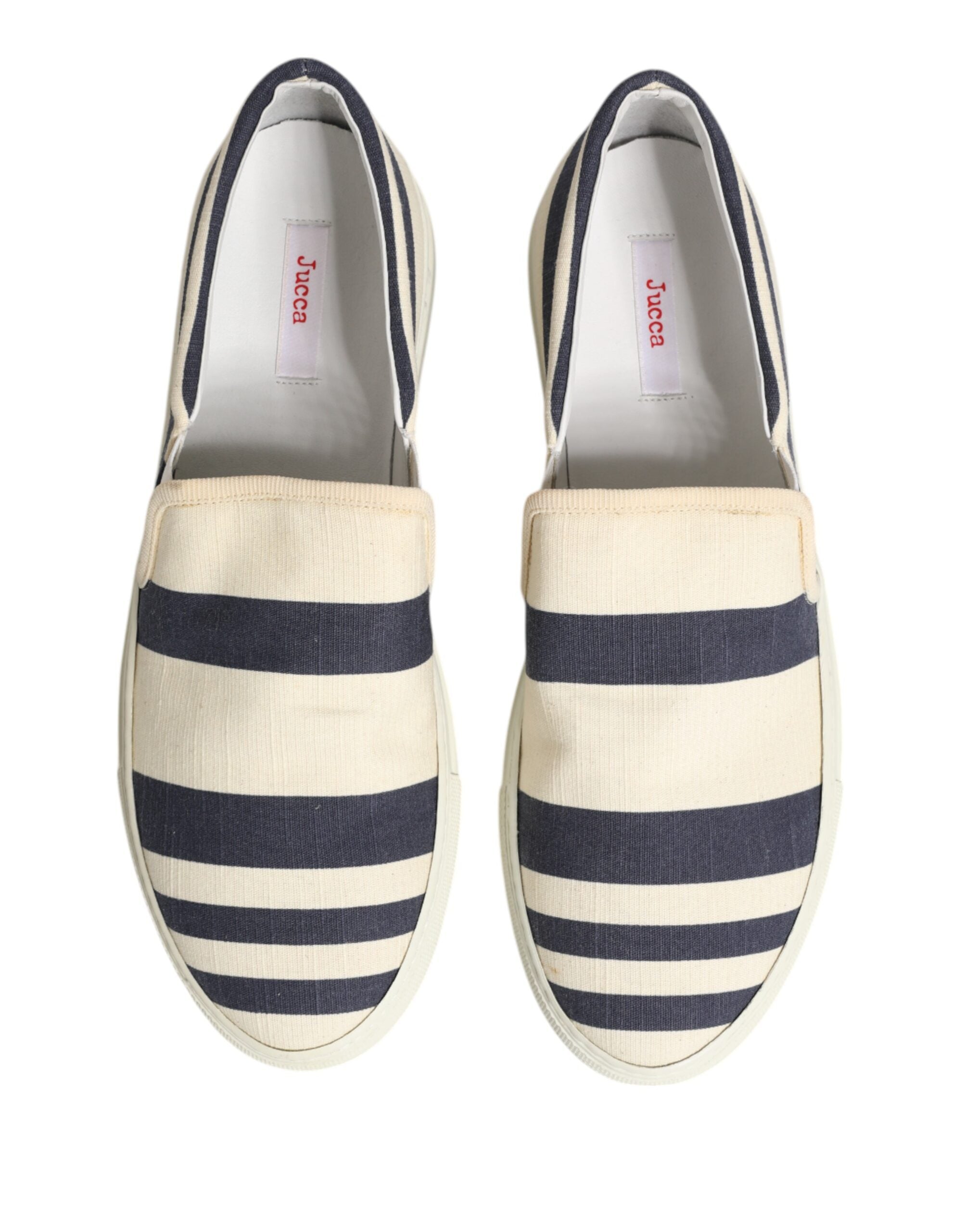 Blue White Striped Canvas Men Low Top Casual Shoes