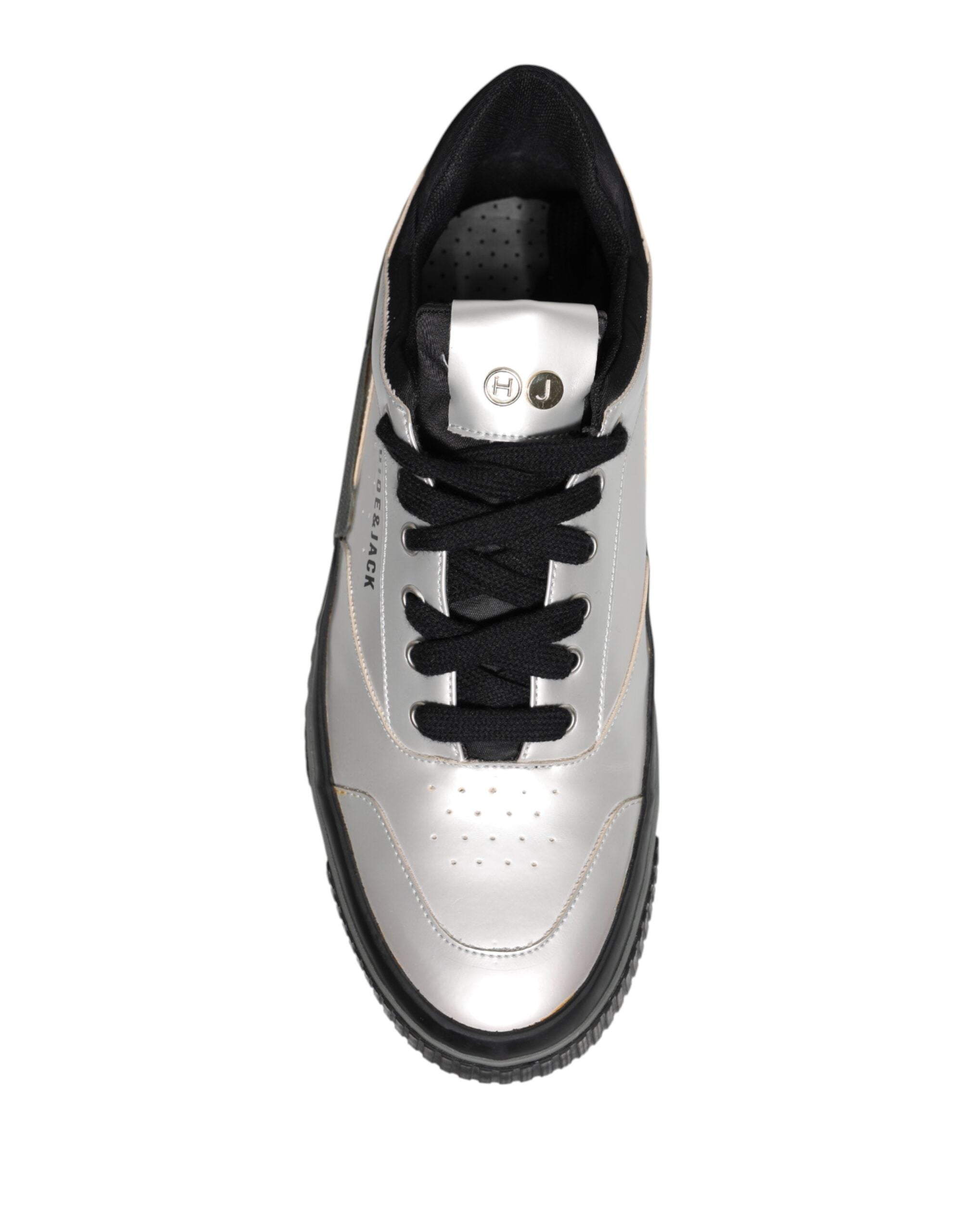 Metallic Silver Low Top Lace Up Sneakers Shoes