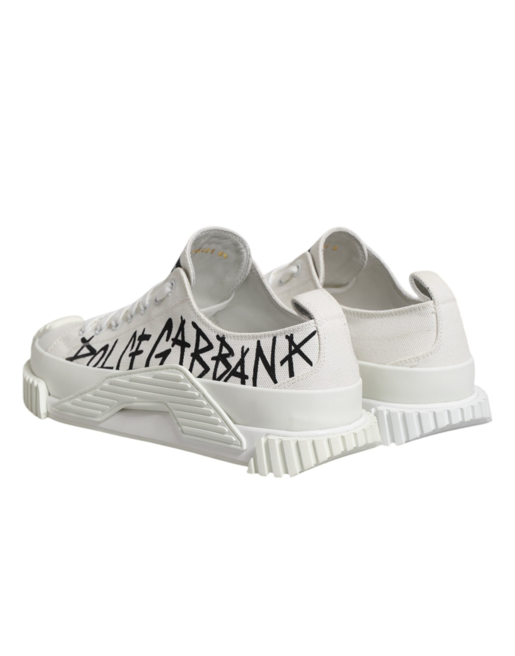 White Logo Print Lace Up Low Top Sneakers Shoes
