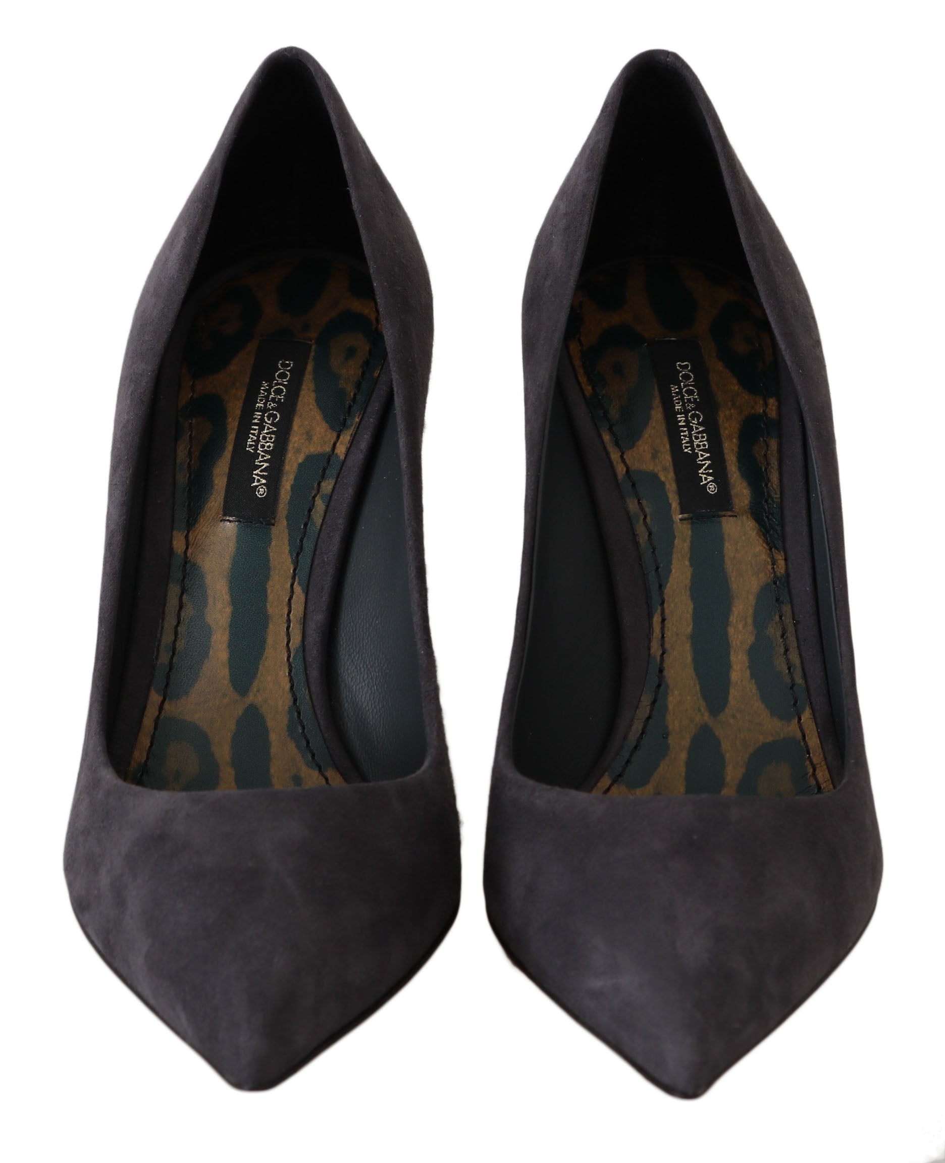 Gray Suede Leather Stiletto Shoes Heels