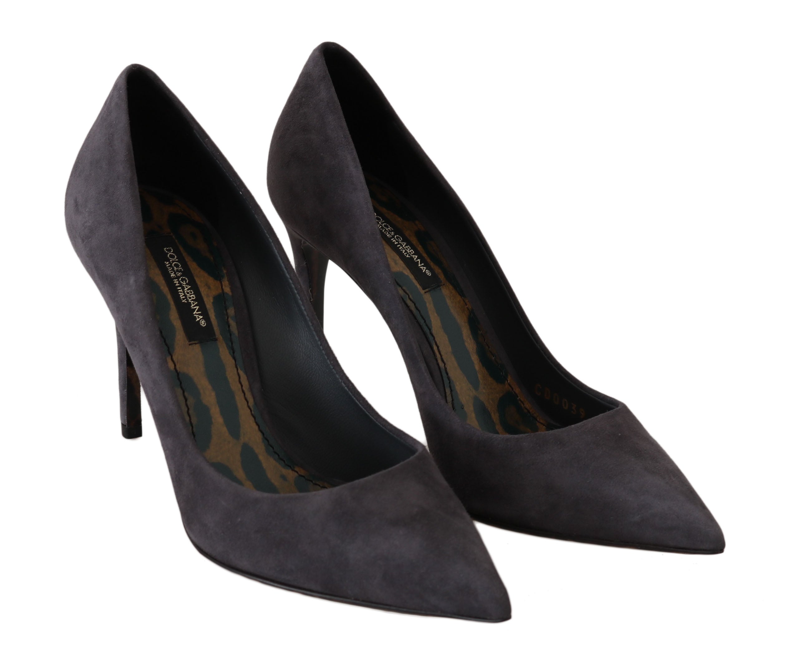 Gray Suede Leather Stiletto Shoes Heels