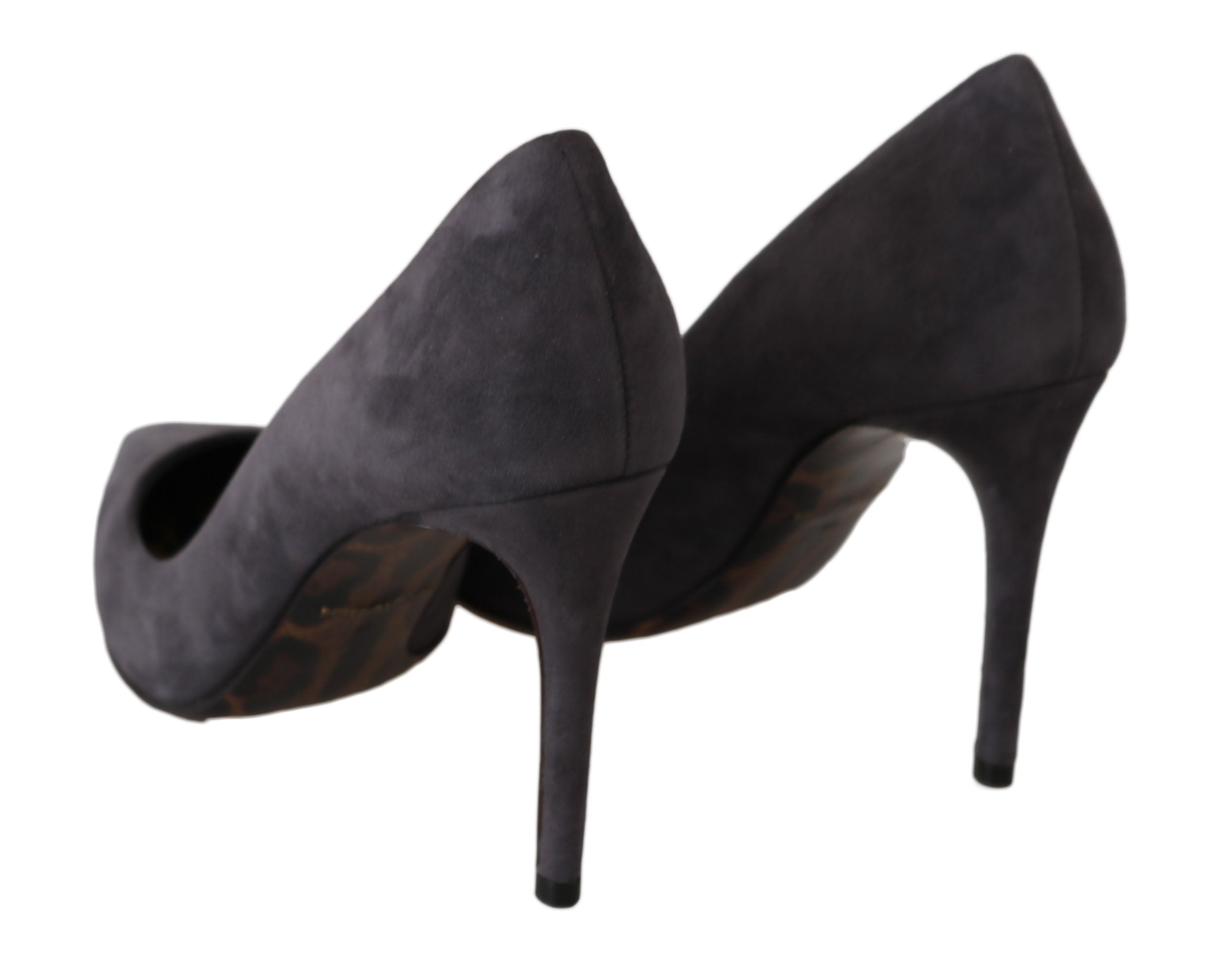 Gray Suede Leather Stiletto Shoes Heels