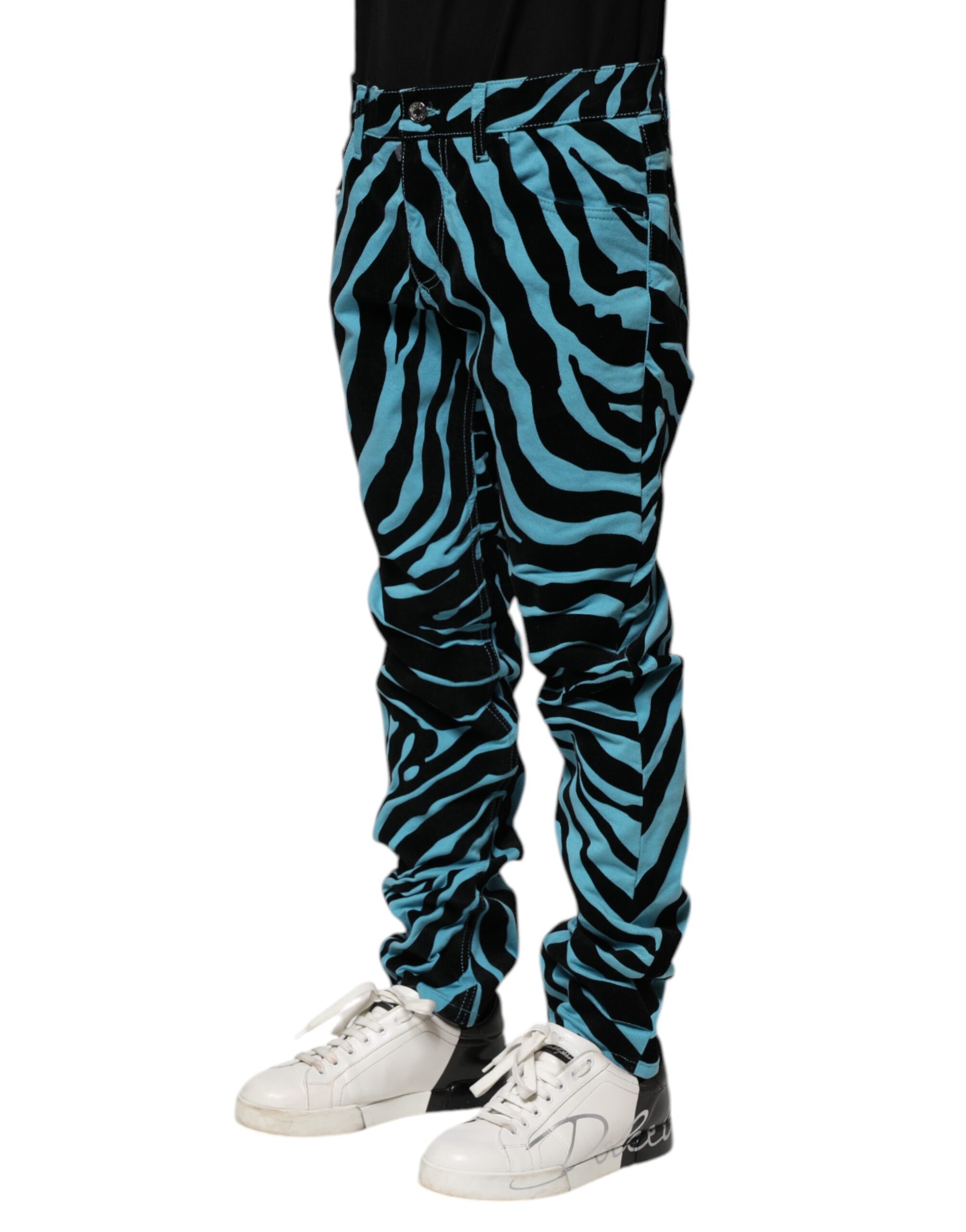 Blue Black Stripes Skinny Denim Jeans
