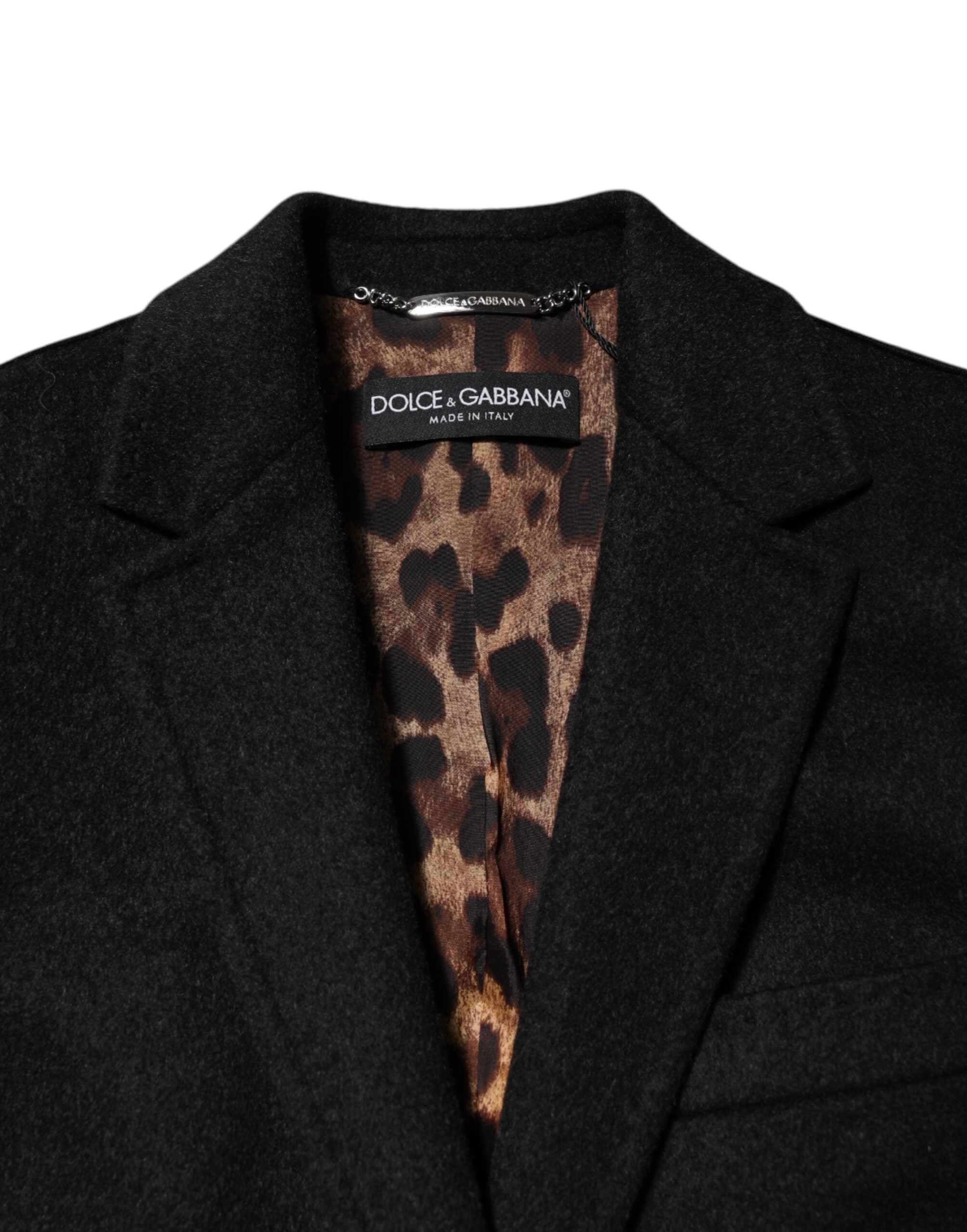 Black Wool Long Sleeves Trench Coat Jacket