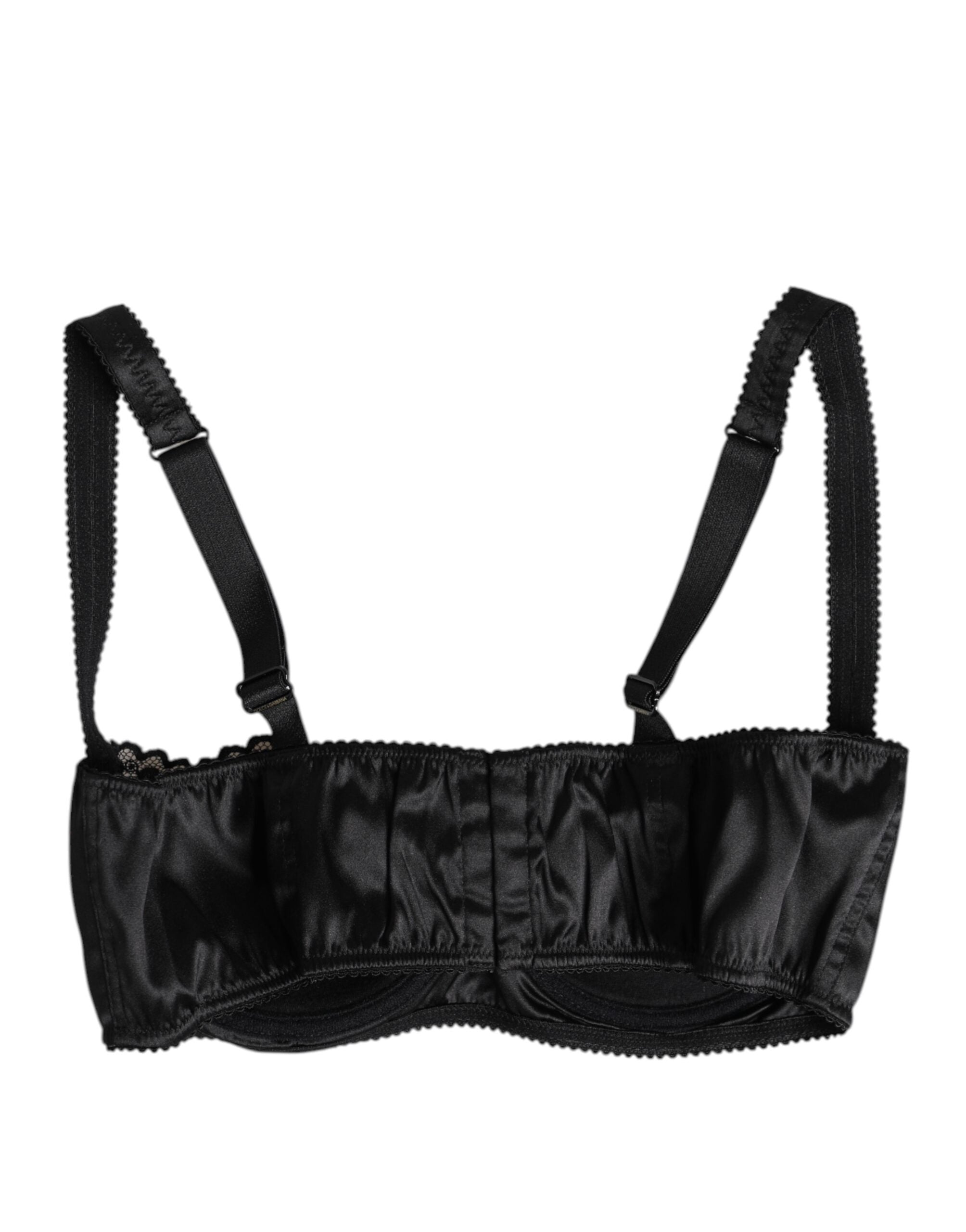 Black Silk Underwired Balconette Bra Underwear