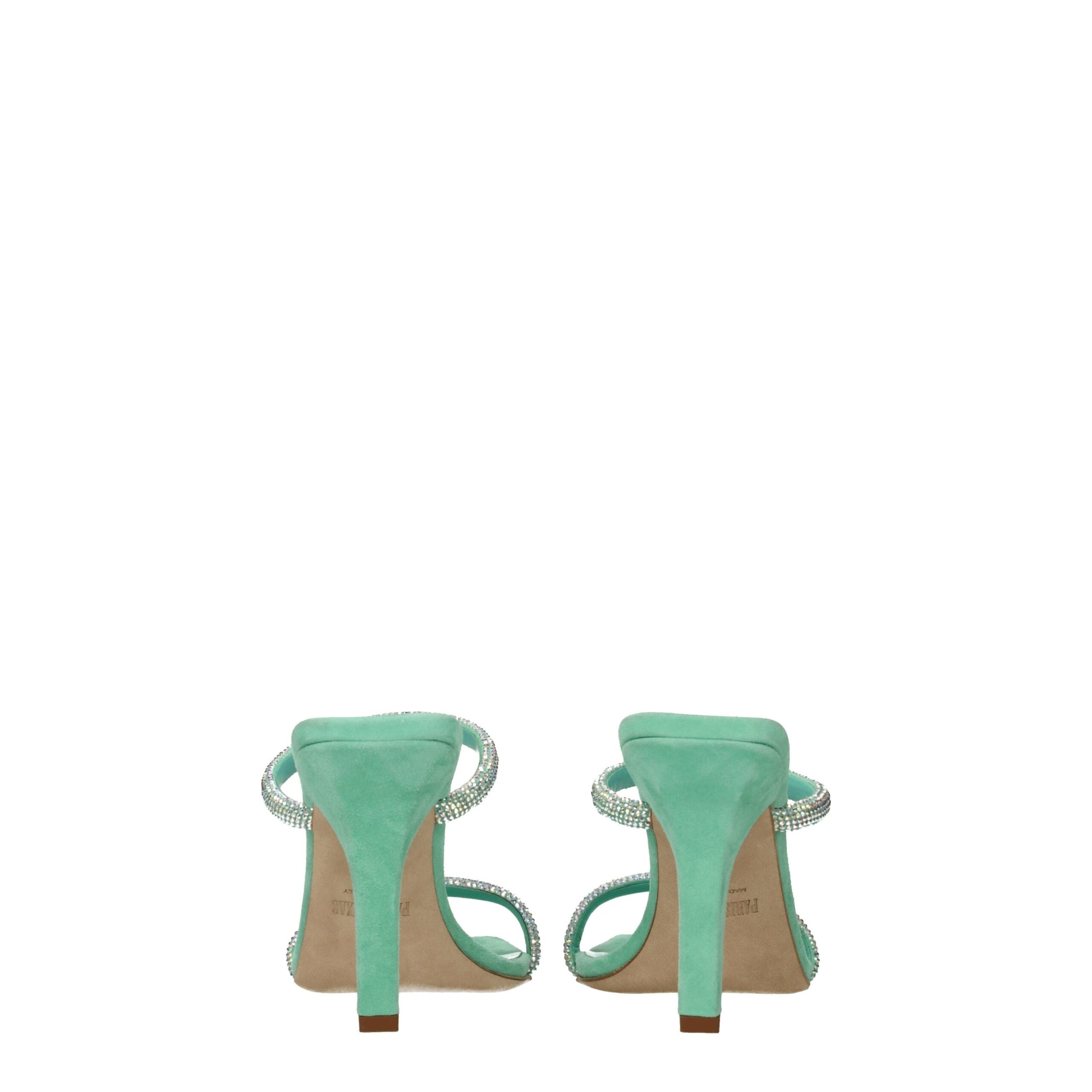 Green Leather Stiletto Heels Sandals