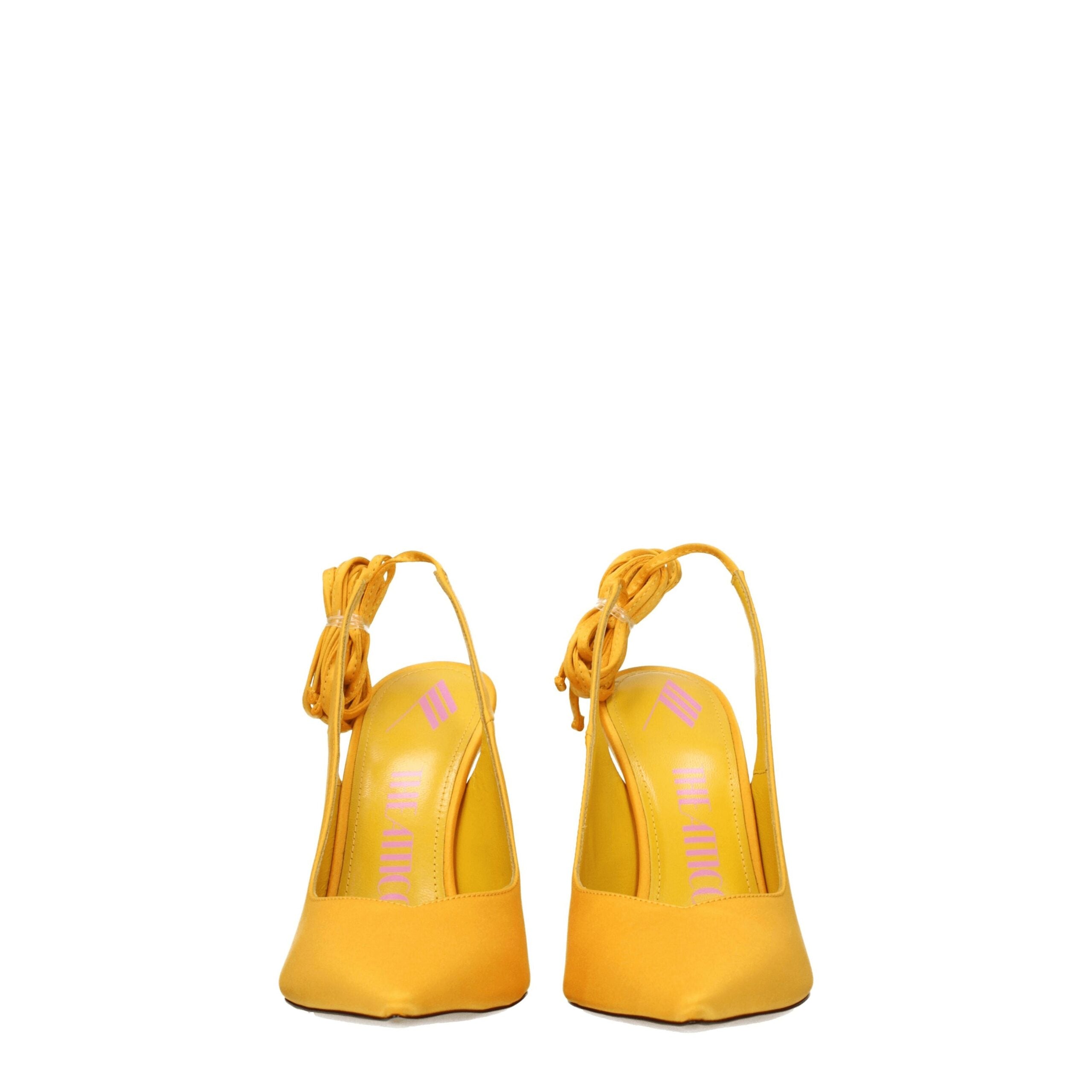 Orange Satin High Heel Pumps