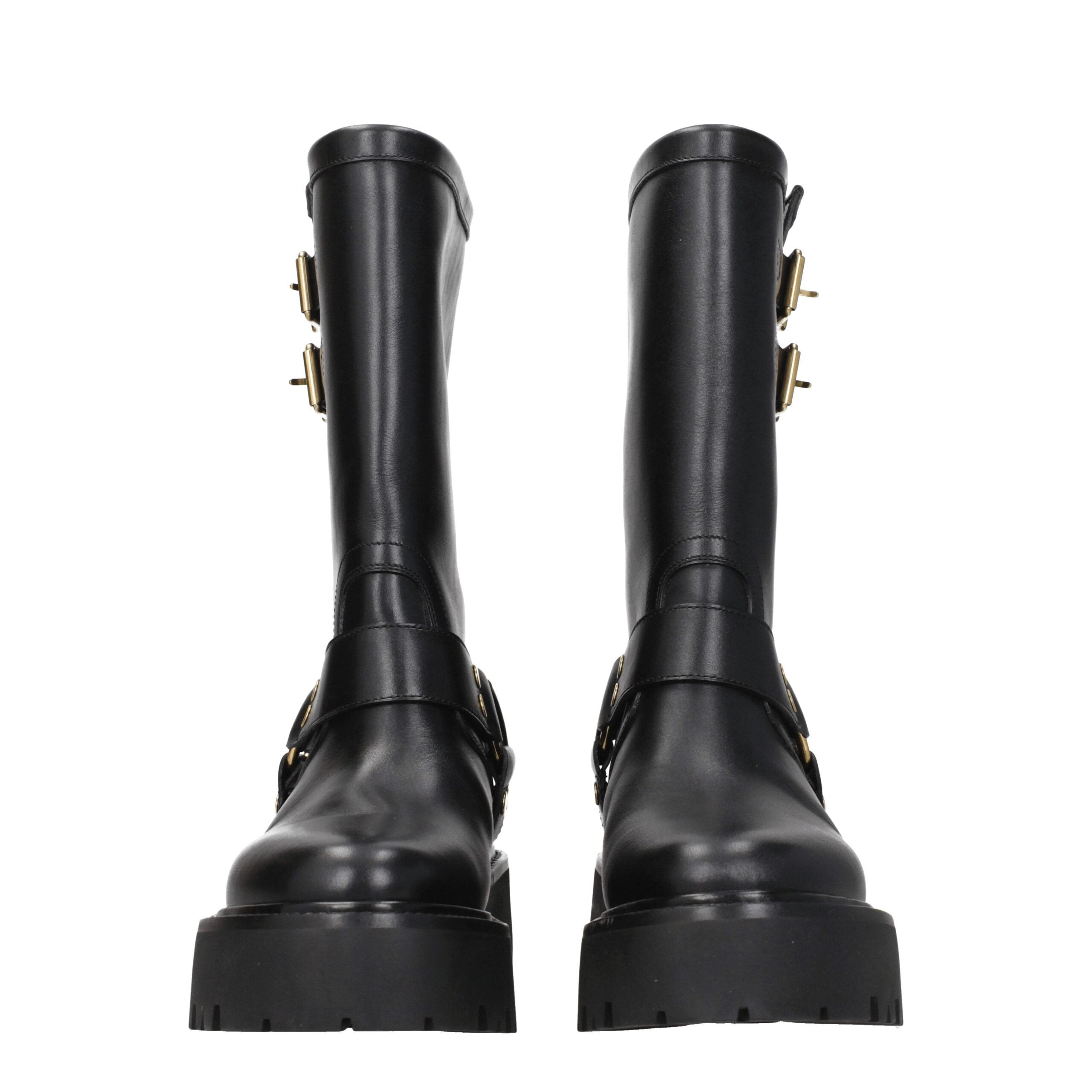 Gold Leather Ankle Boots