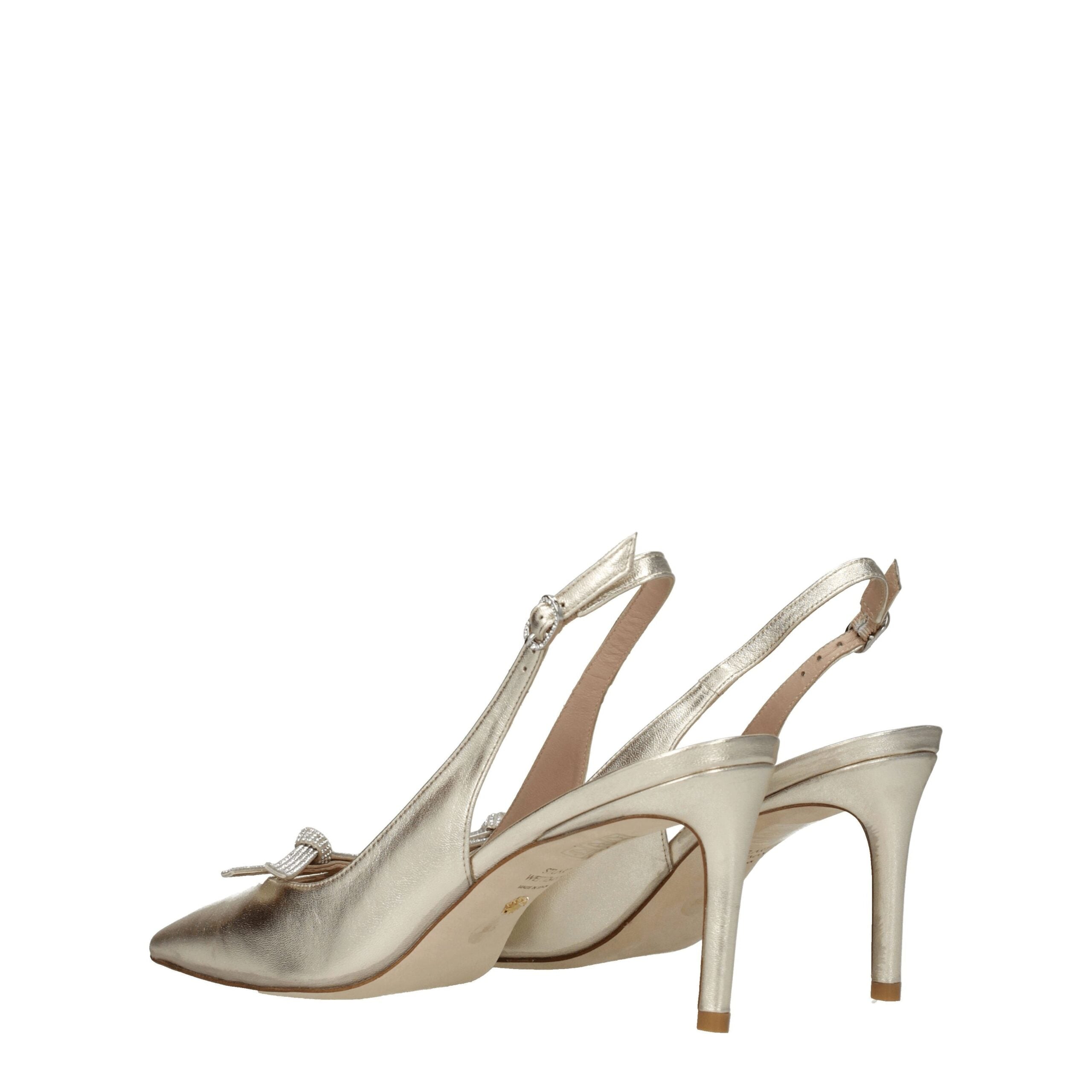 Gold Leather Stiletto Heels Sandals