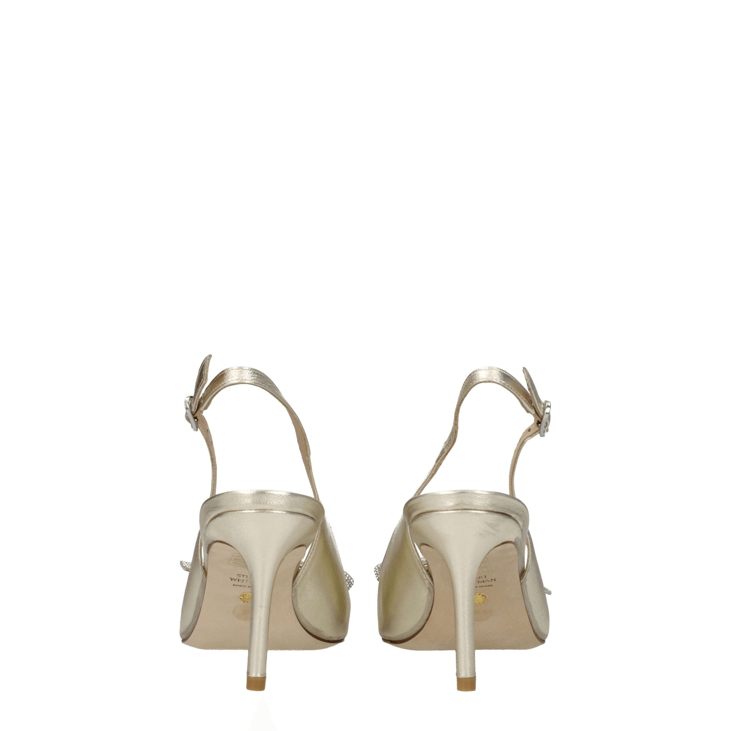 Gold Leather Stiletto Heels Sandals