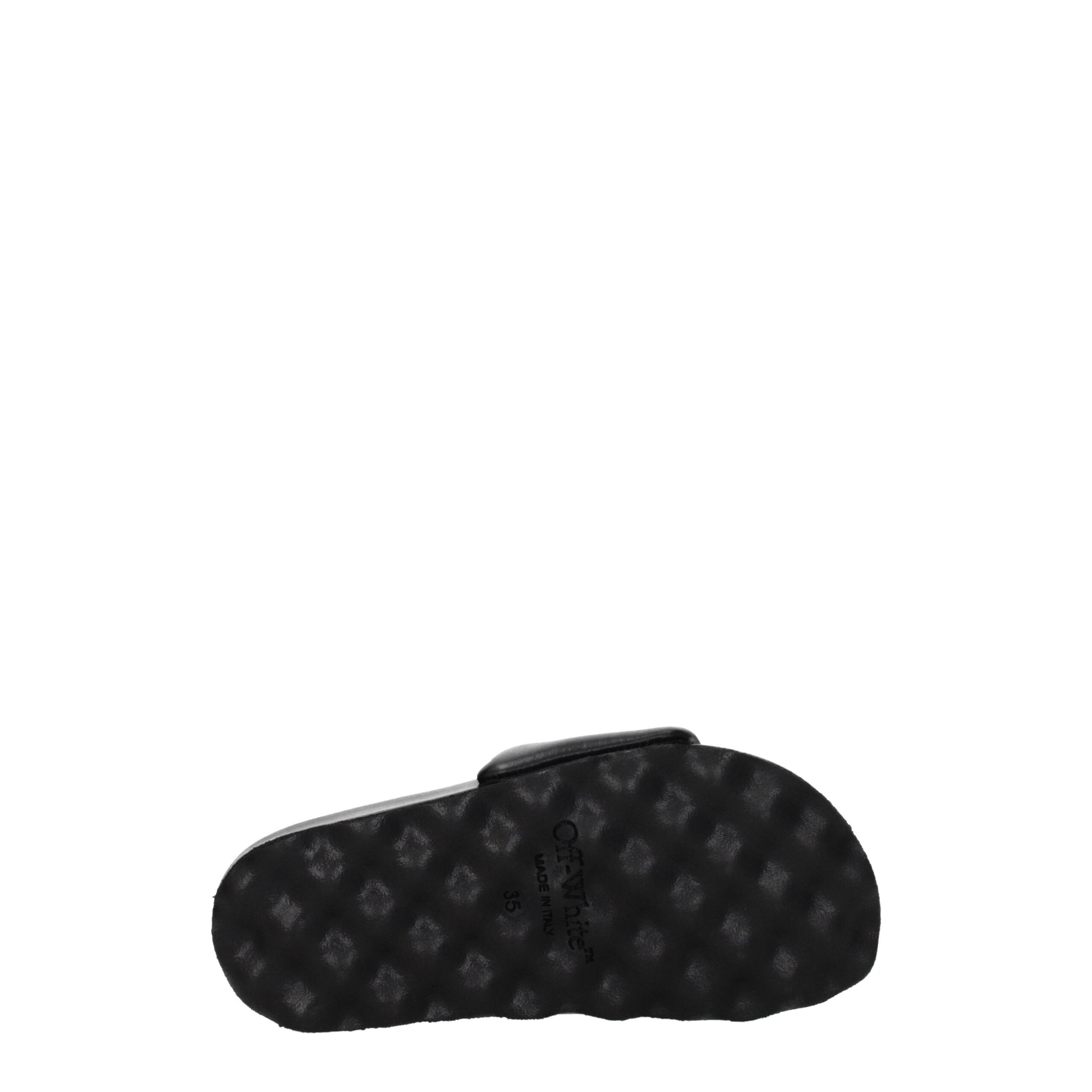 Black Leather Slippers Sandals