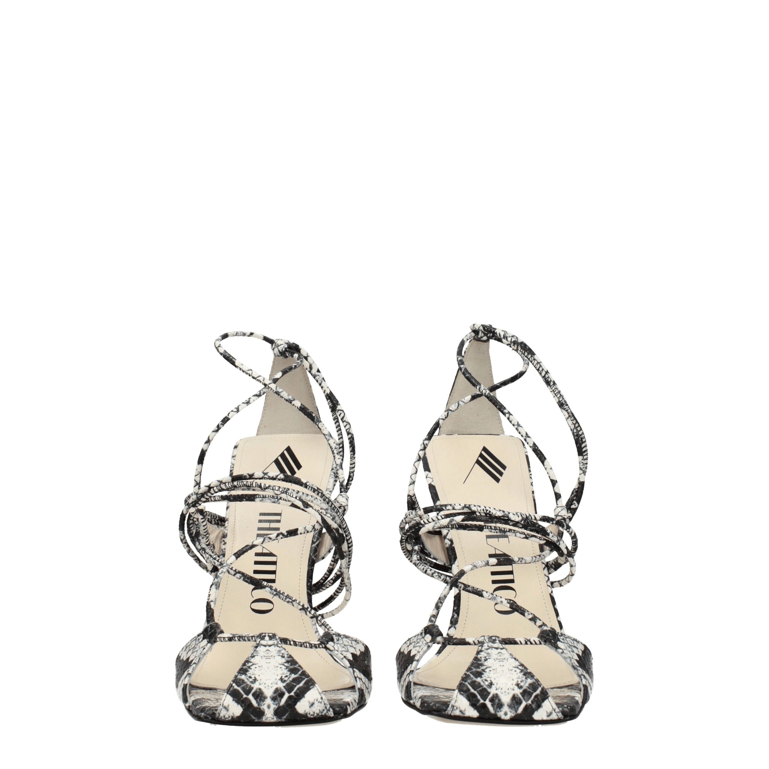 White Leather Stiletto Heels Sandals