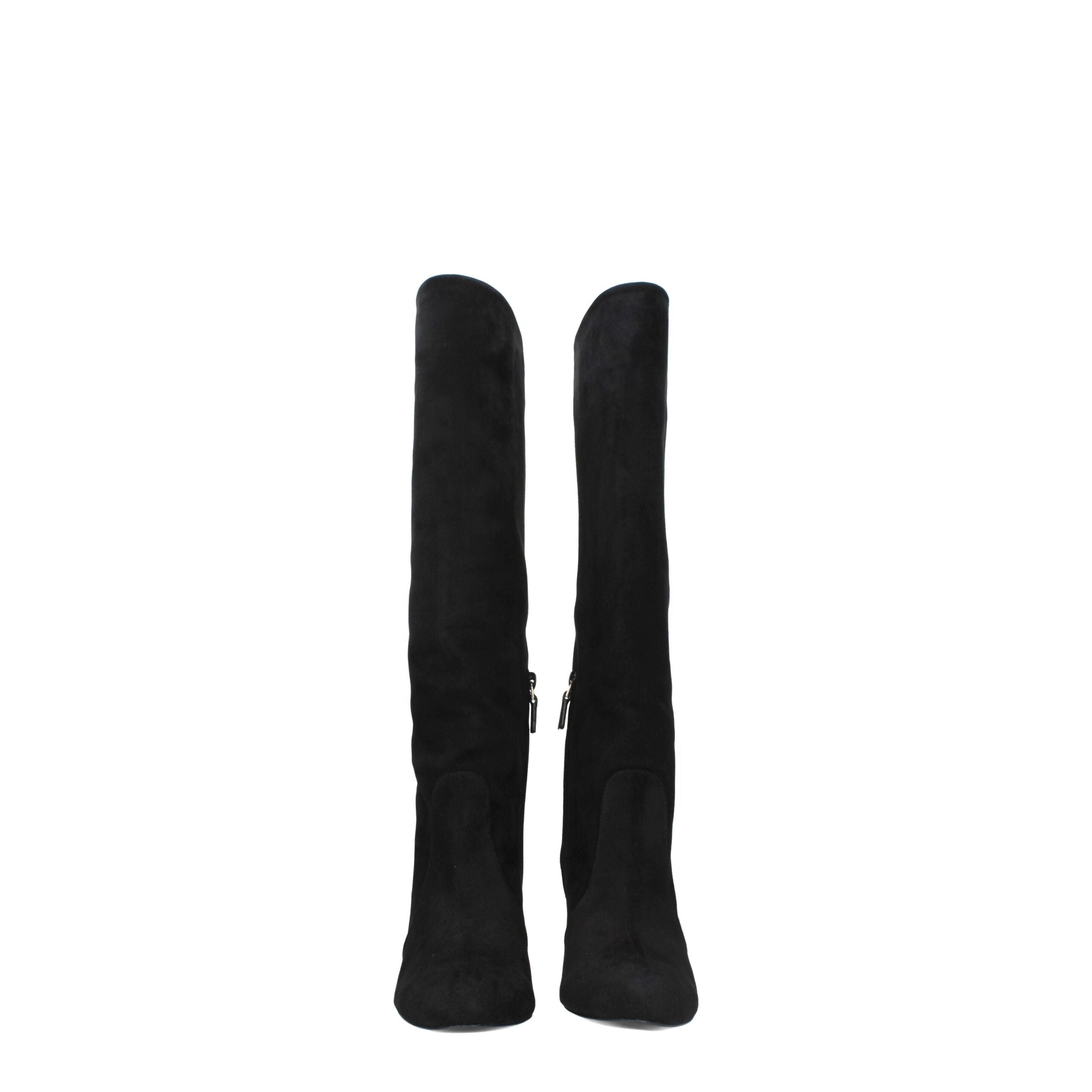 Black Leather High Heel Boots