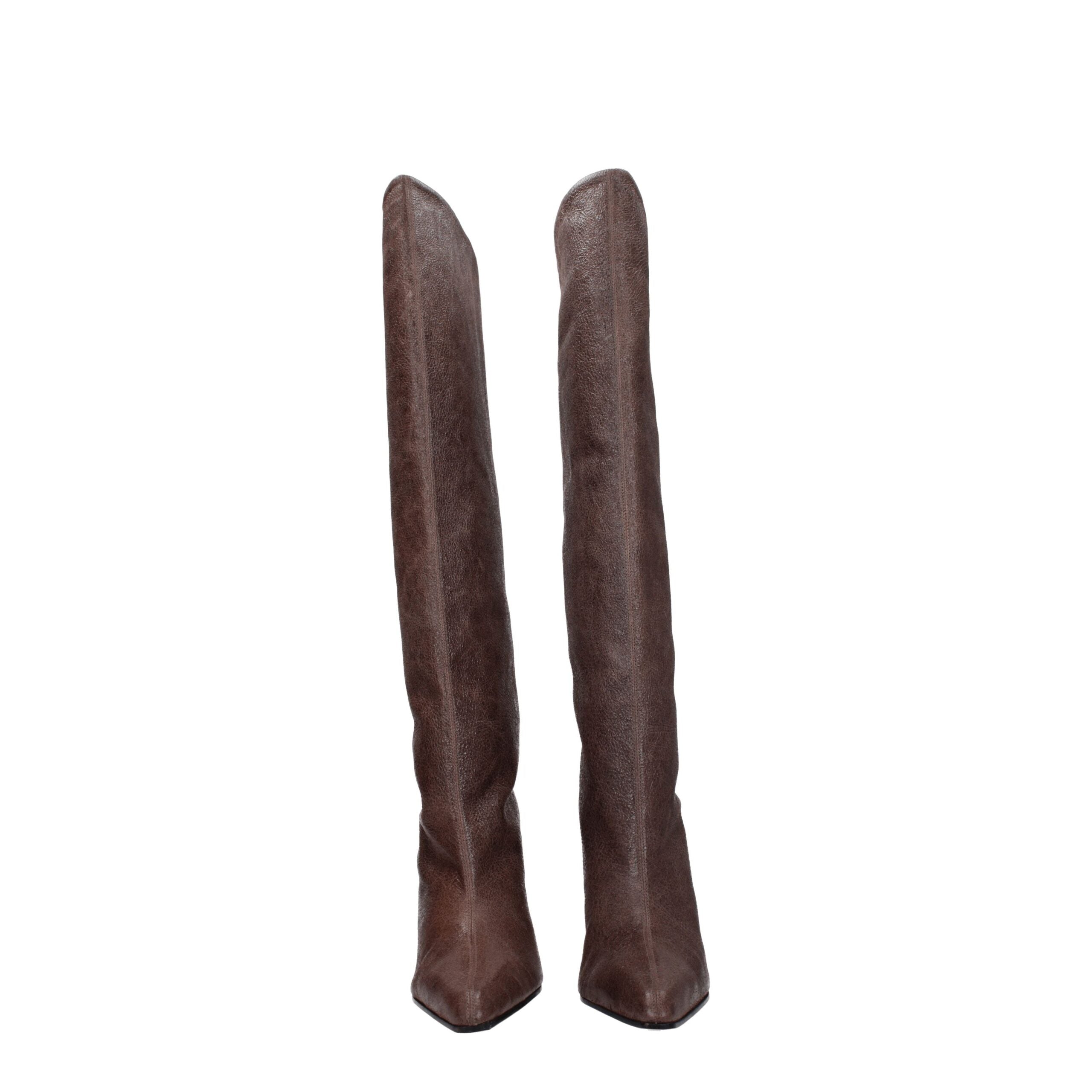 Brown Leather High Heel Boots